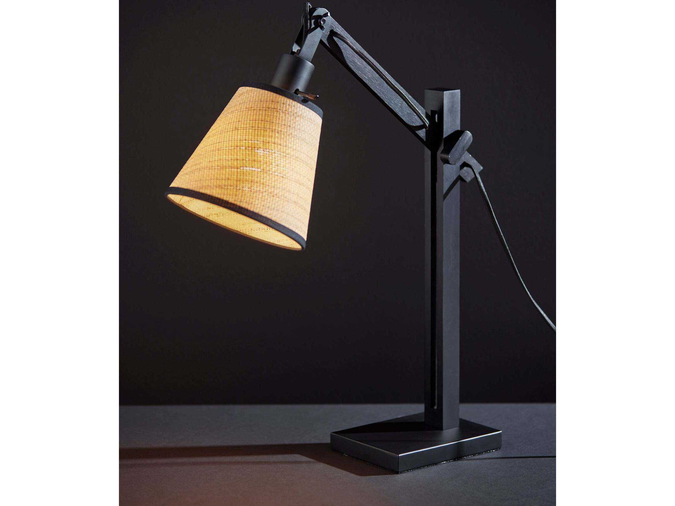 Adesso Walden Black Natural Woven Paper With Trim Desk Lamp