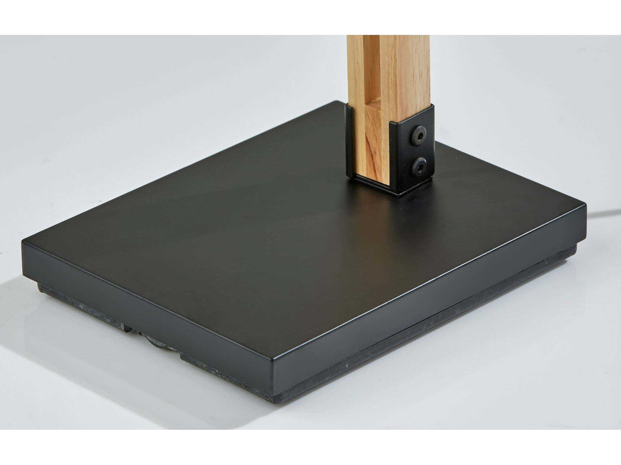 Adesso Walden Black Natural Woven Paper With Trim Brown Floor Lamp