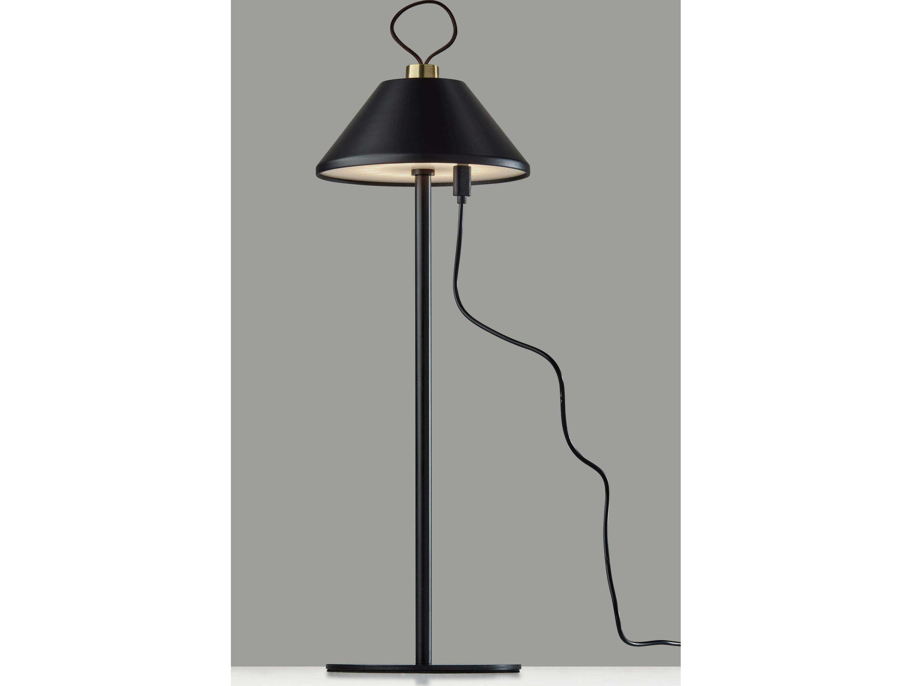 Adesso Danny Black Antique Brass Table Lamp