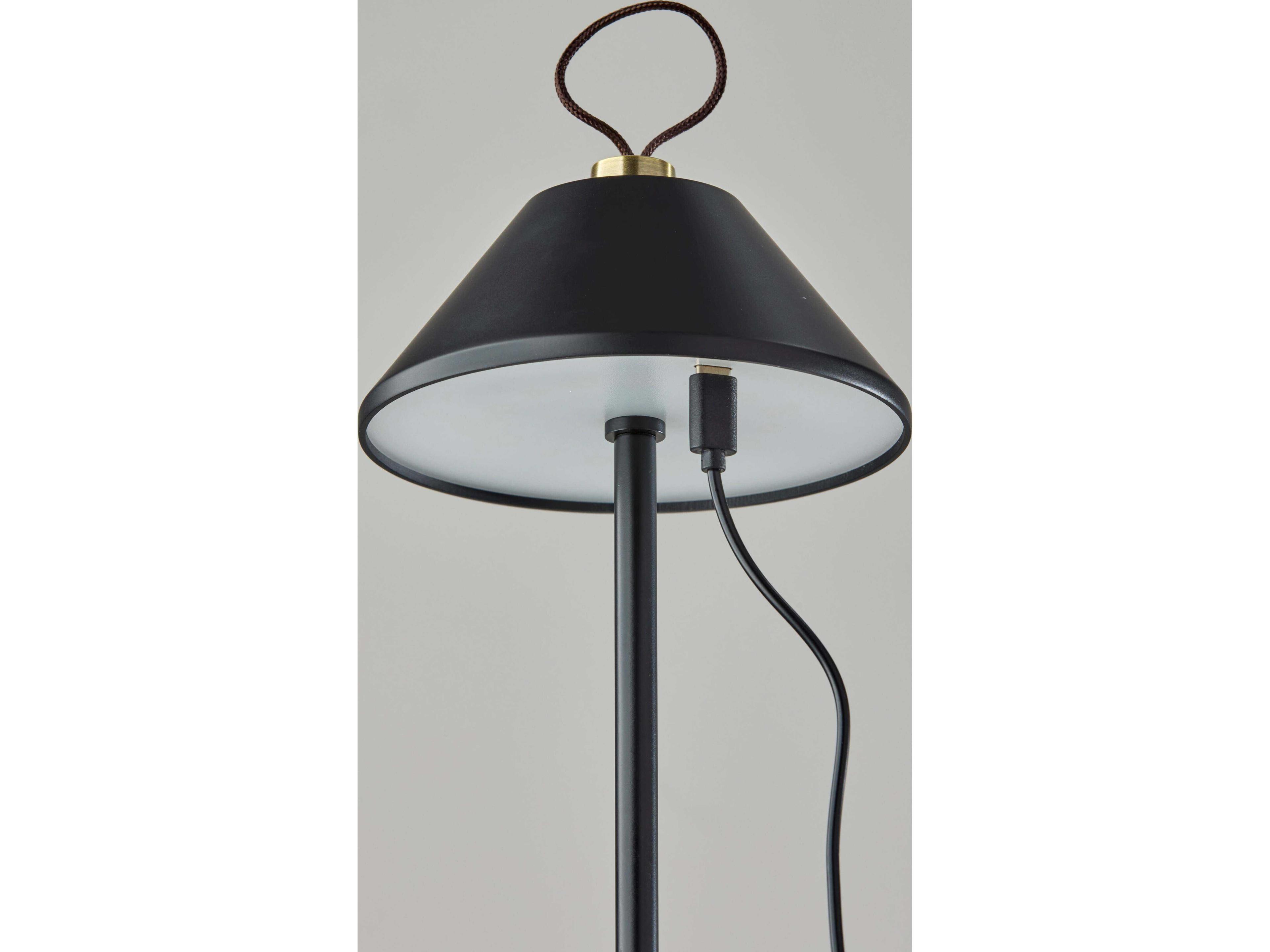 Adesso Danny Black Antique Brass Table Lamp