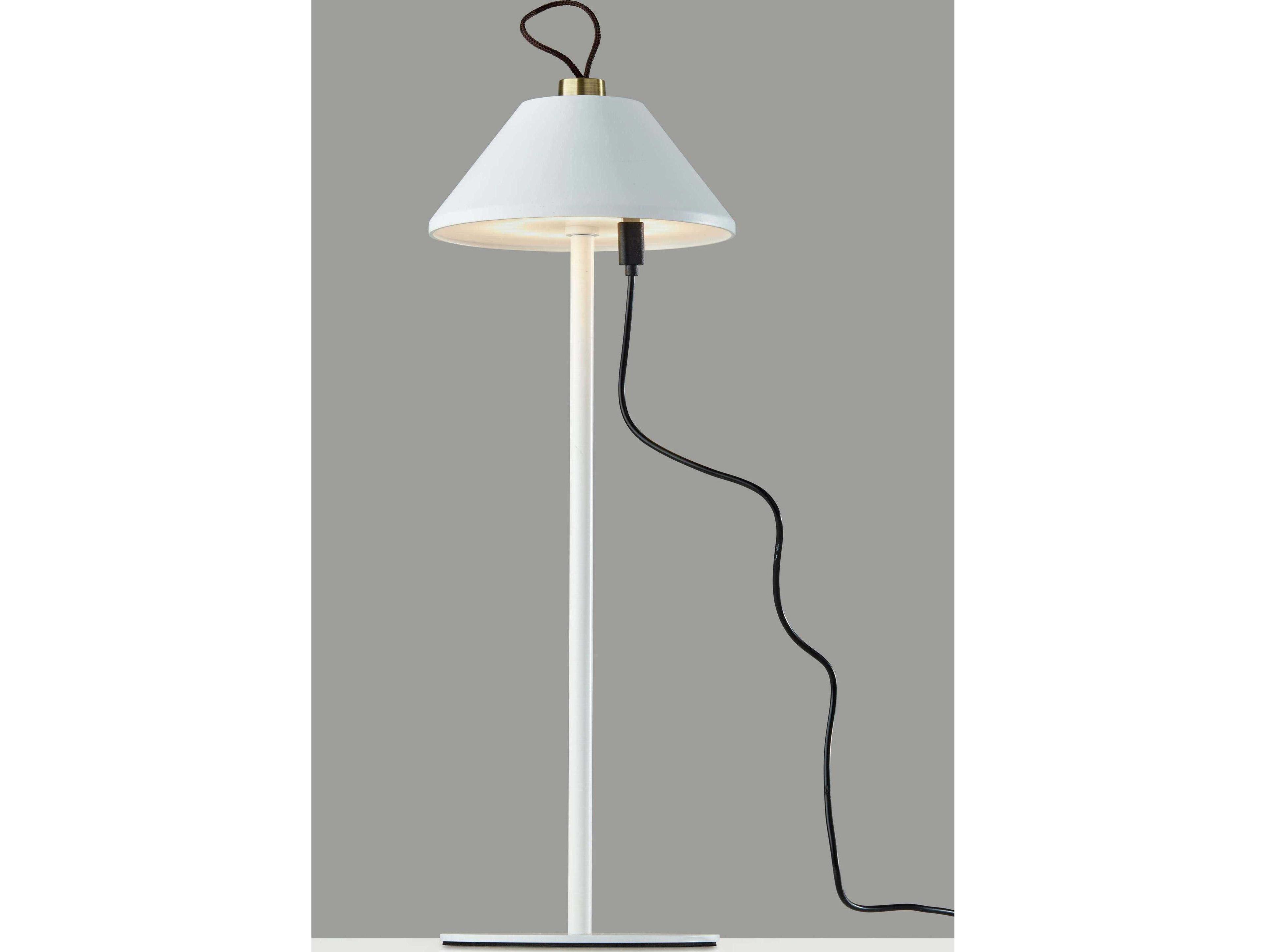 Adesso Danny White Antique Brass Table Lamp