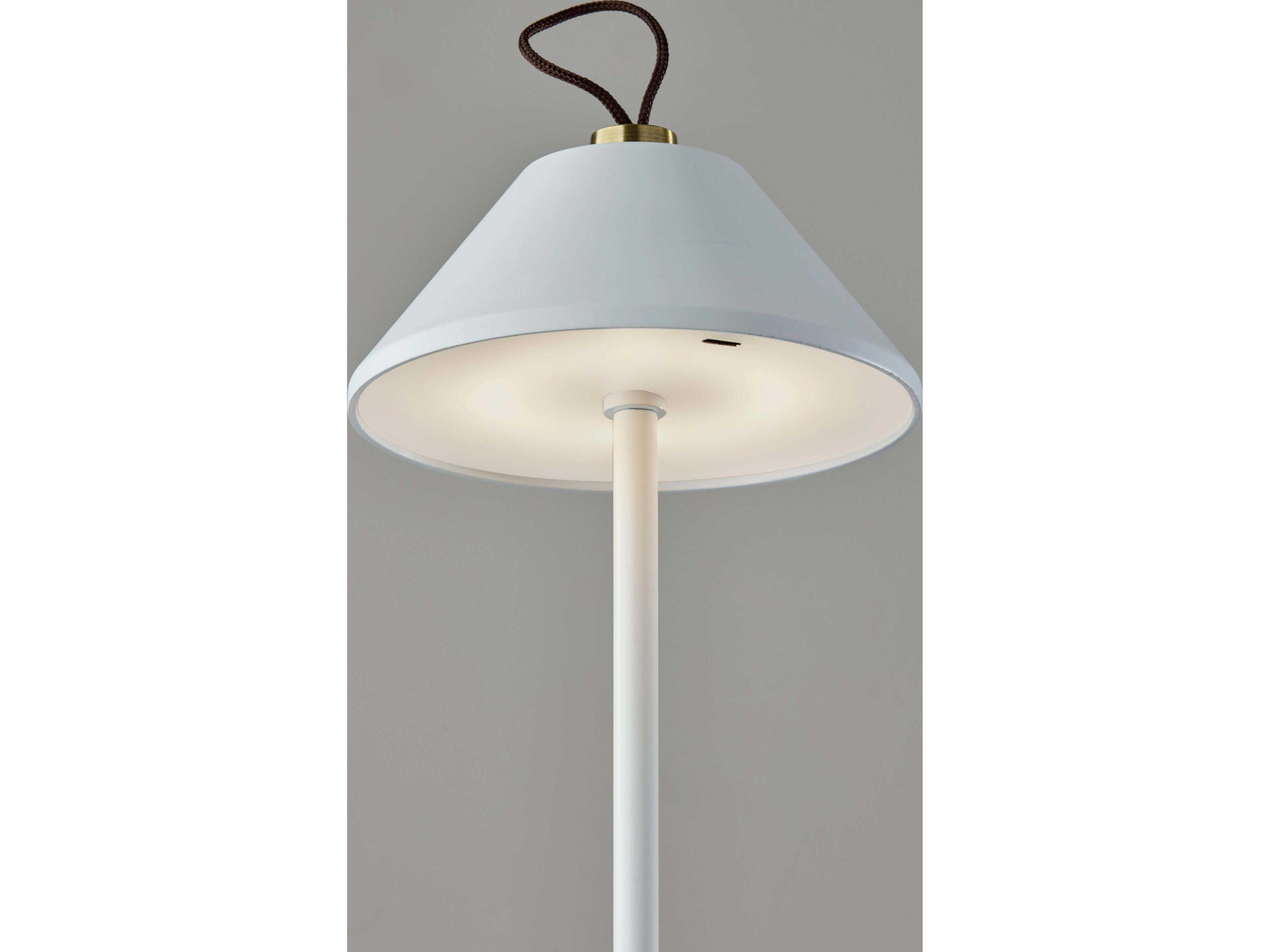 Adesso Danny White Antique Brass Table Lamp