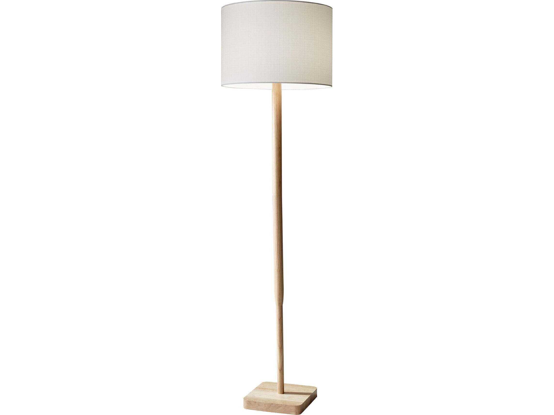 Adesso Ellis Natural Rubber White Textured Linen Brown Floor Lamp