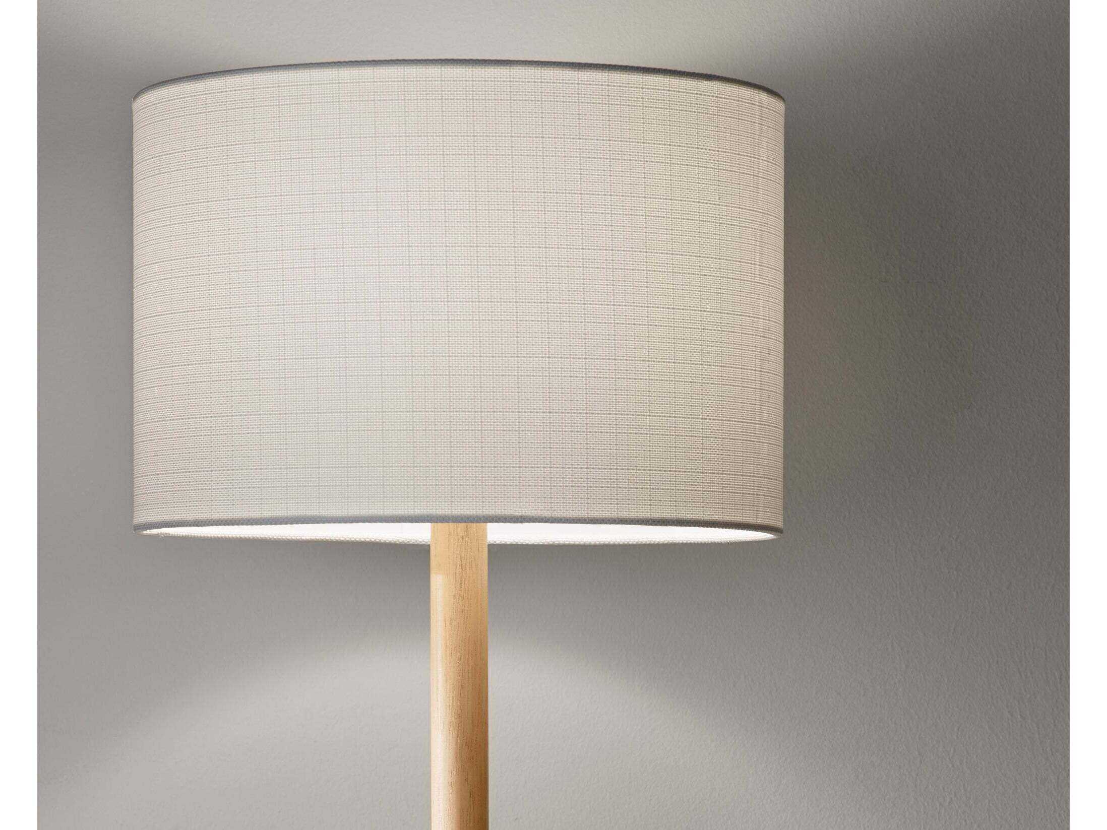 Adesso Ellis Natural Rubber White Textured Linen Brown Floor Lamp