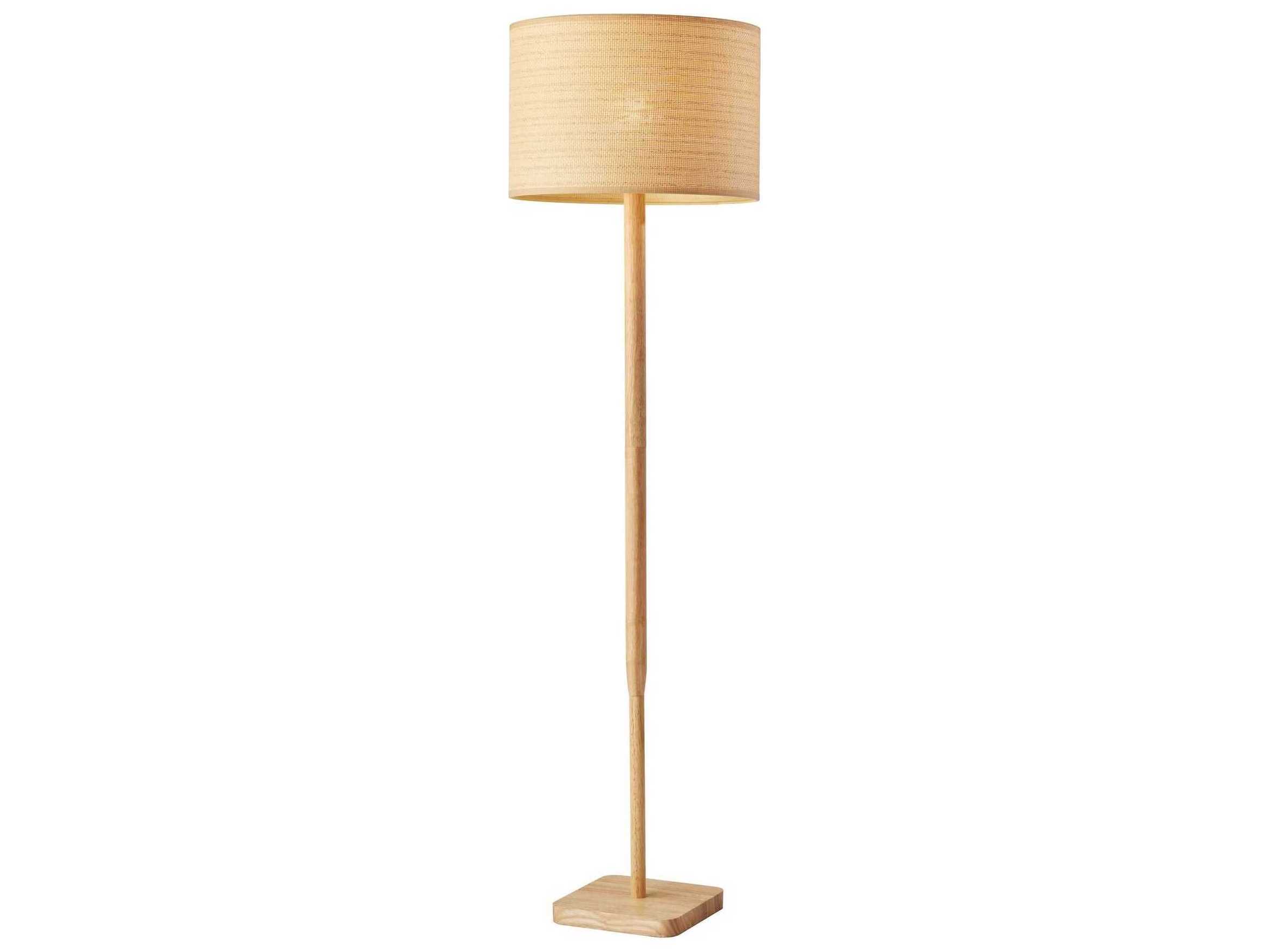 Adesso Ellis Natural Woven With Beige Trim Brown Floor Lamp