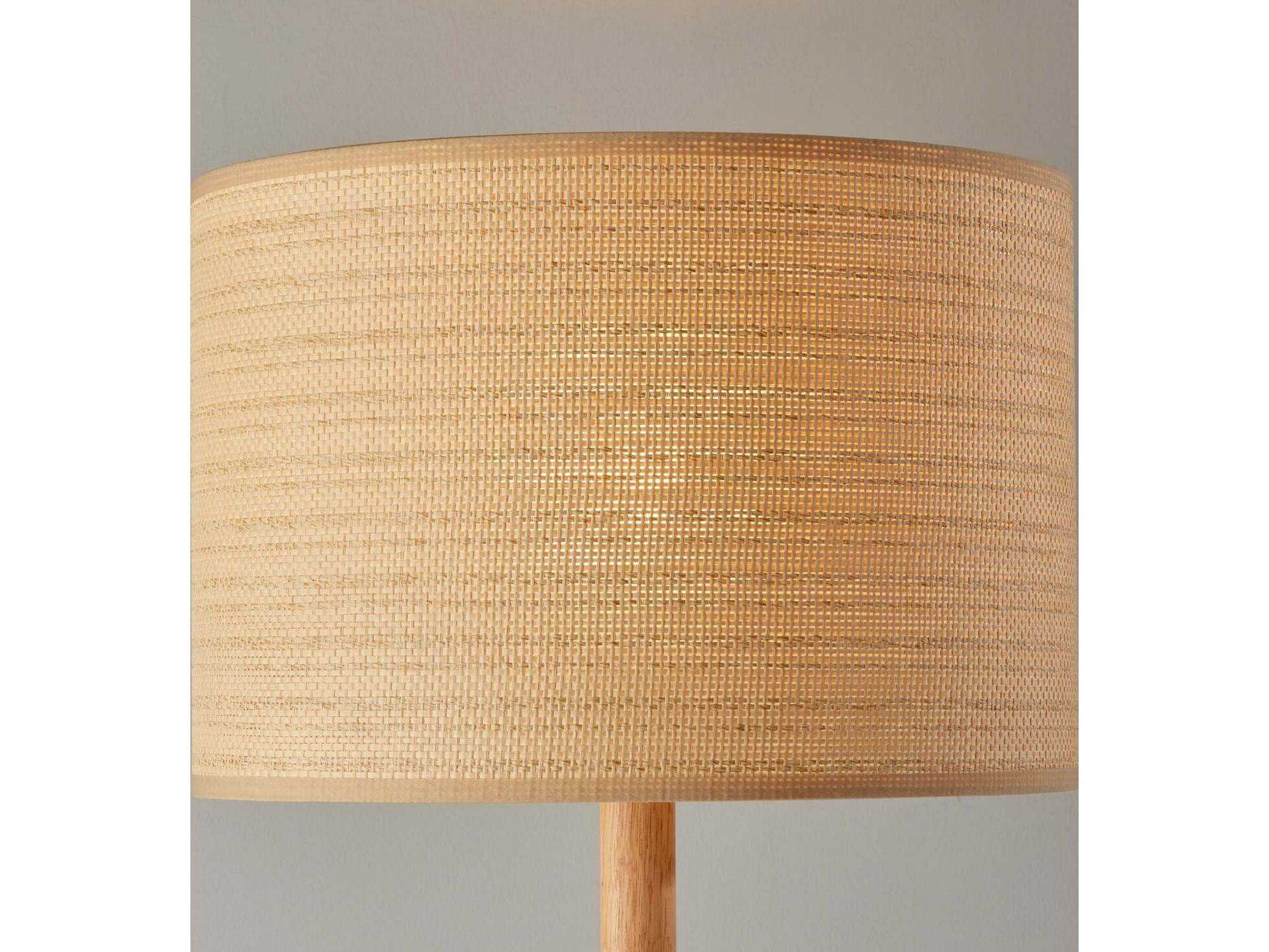 Adesso Ellis Natural Woven With Beige Trim Brown Floor Lamp