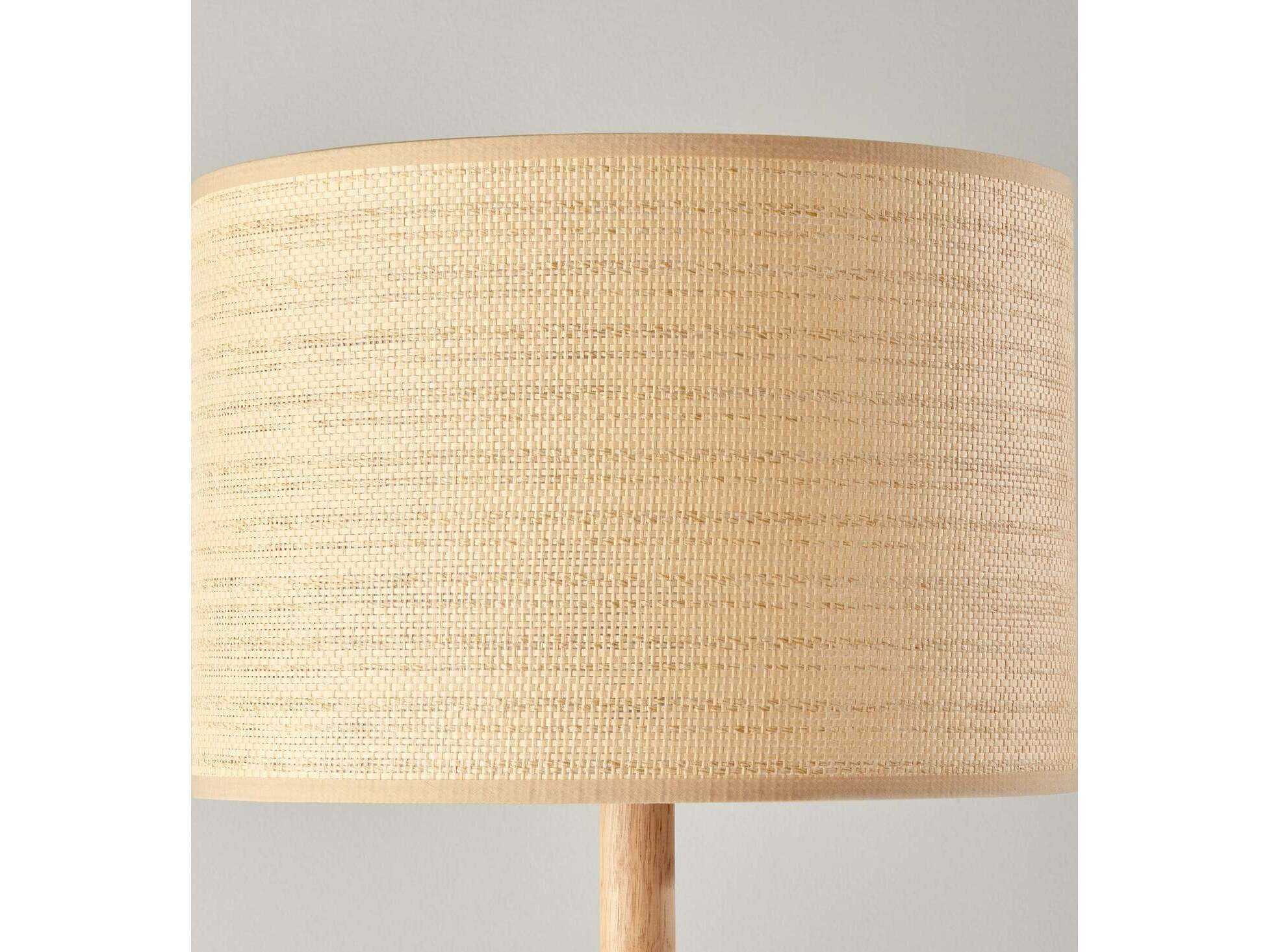 Adesso Ellis Natural Woven With Beige Trim Brown Floor Lamp