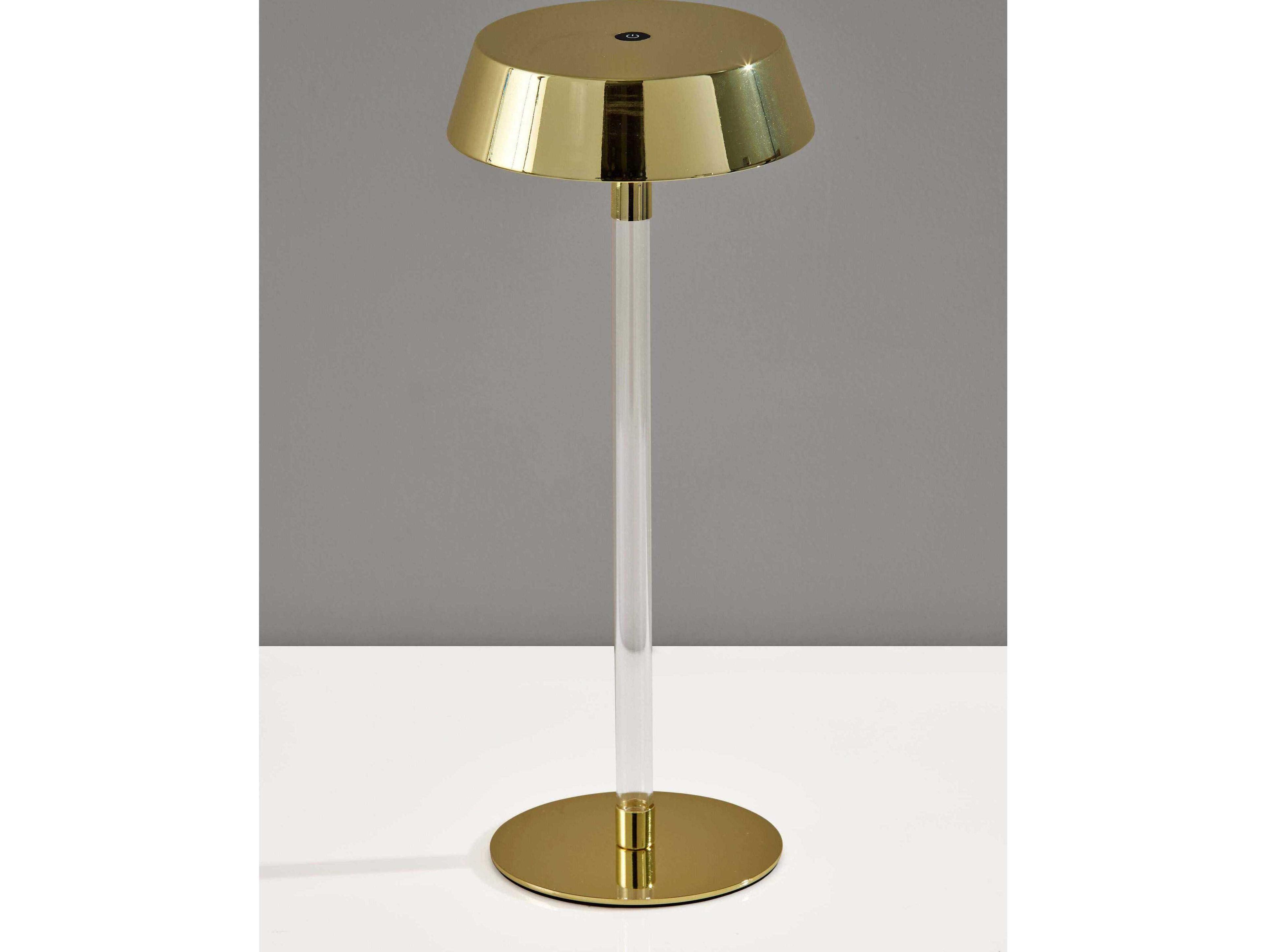Adesso Orla Shiny Gold Clear Acrylic Metal Table Lamp