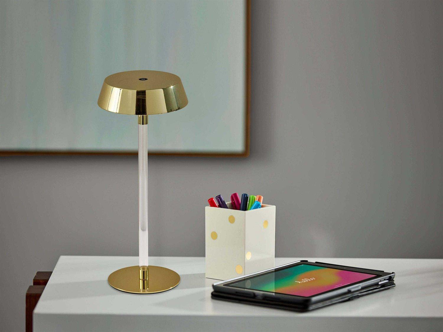 Adesso Orla Shiny Gold Clear Acrylic Metal Table Lamp