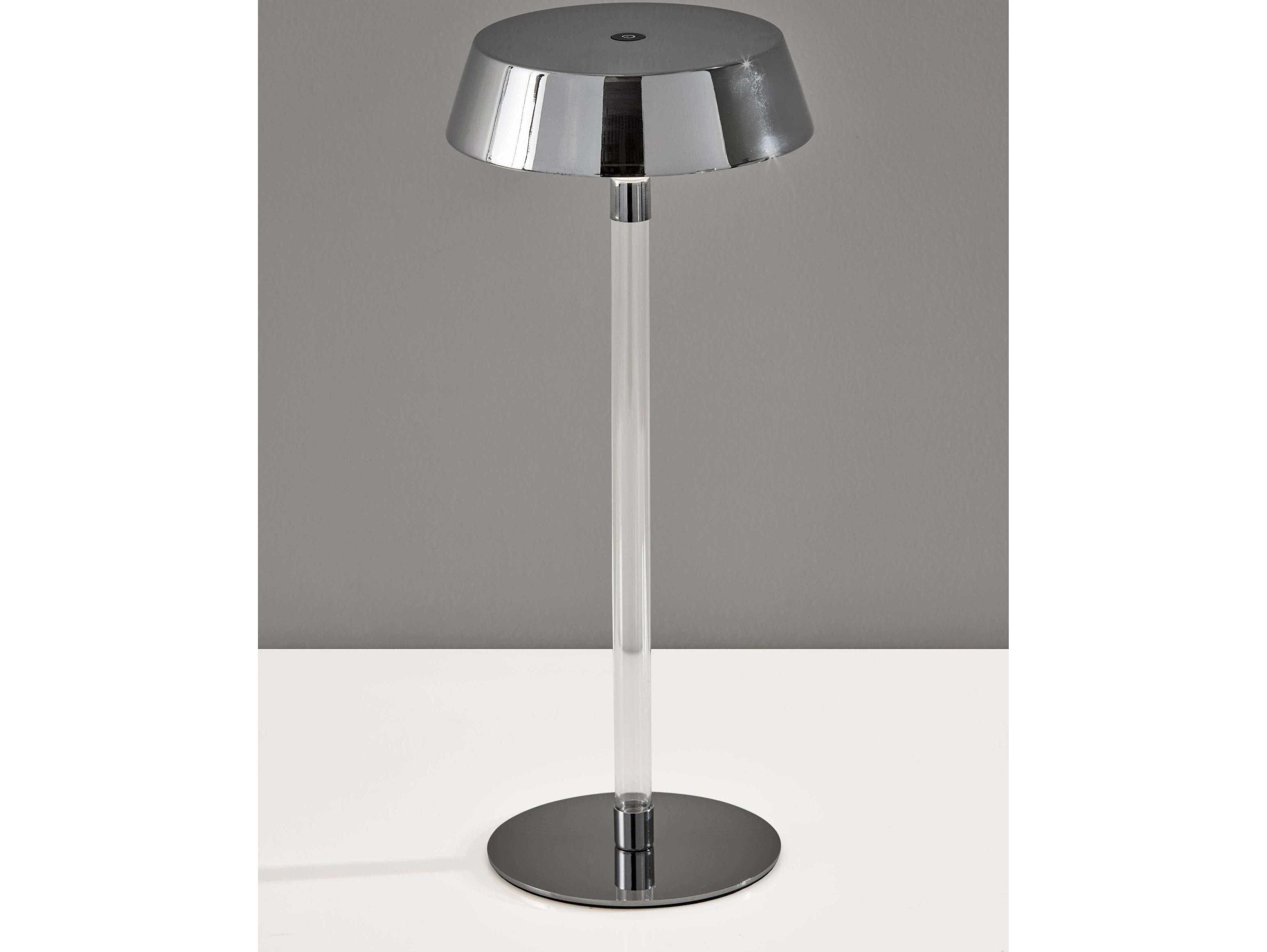 Adesso Orla Shiny Chrome Clear Acrylic Metal Table Lamp