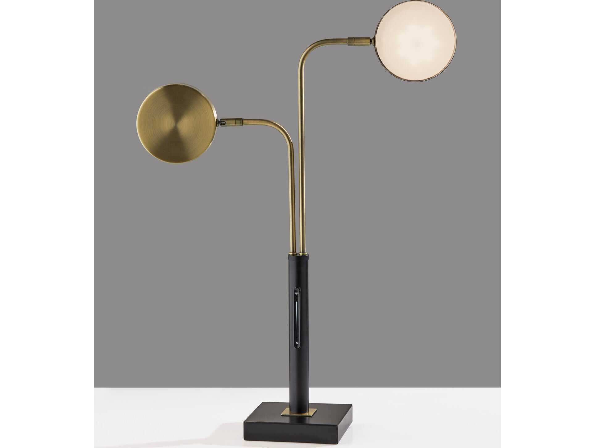 Adesso Rowan Black Antique Brass Metal Desk Lamp