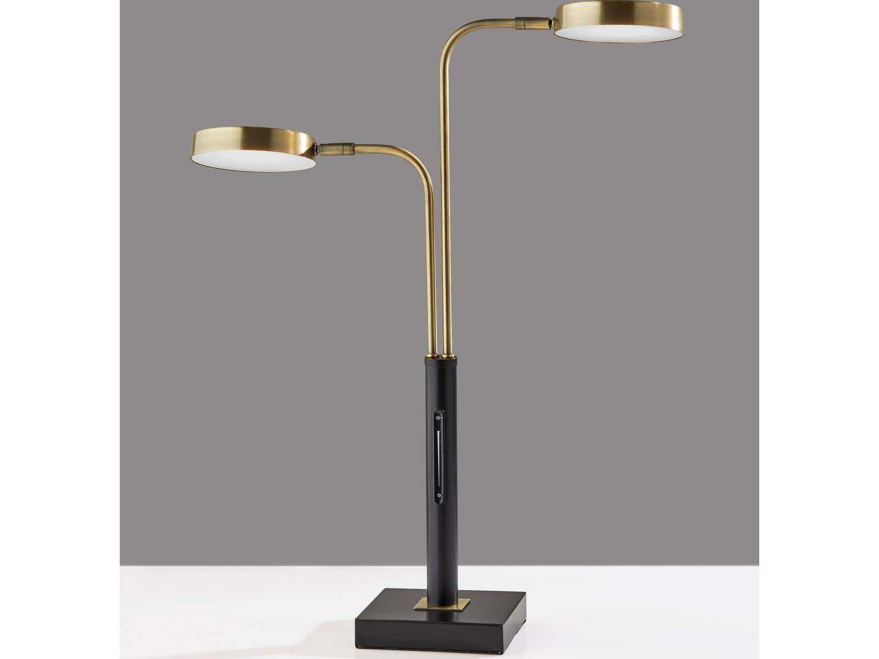 Adesso Rowan Black Antique Brass Metal Desk Lamp