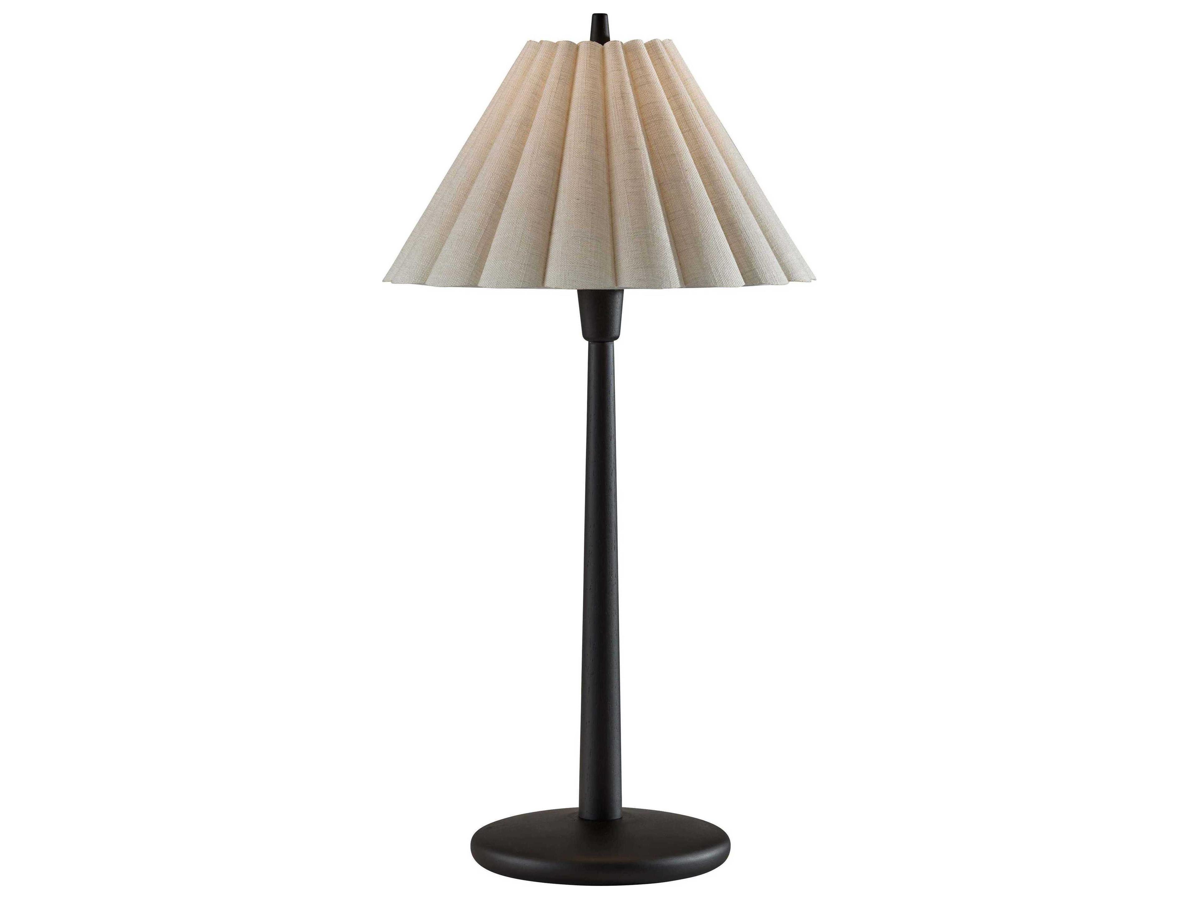 Adesso Scallop Black Textured Cream Scalloped Fabric Buffet Lamp