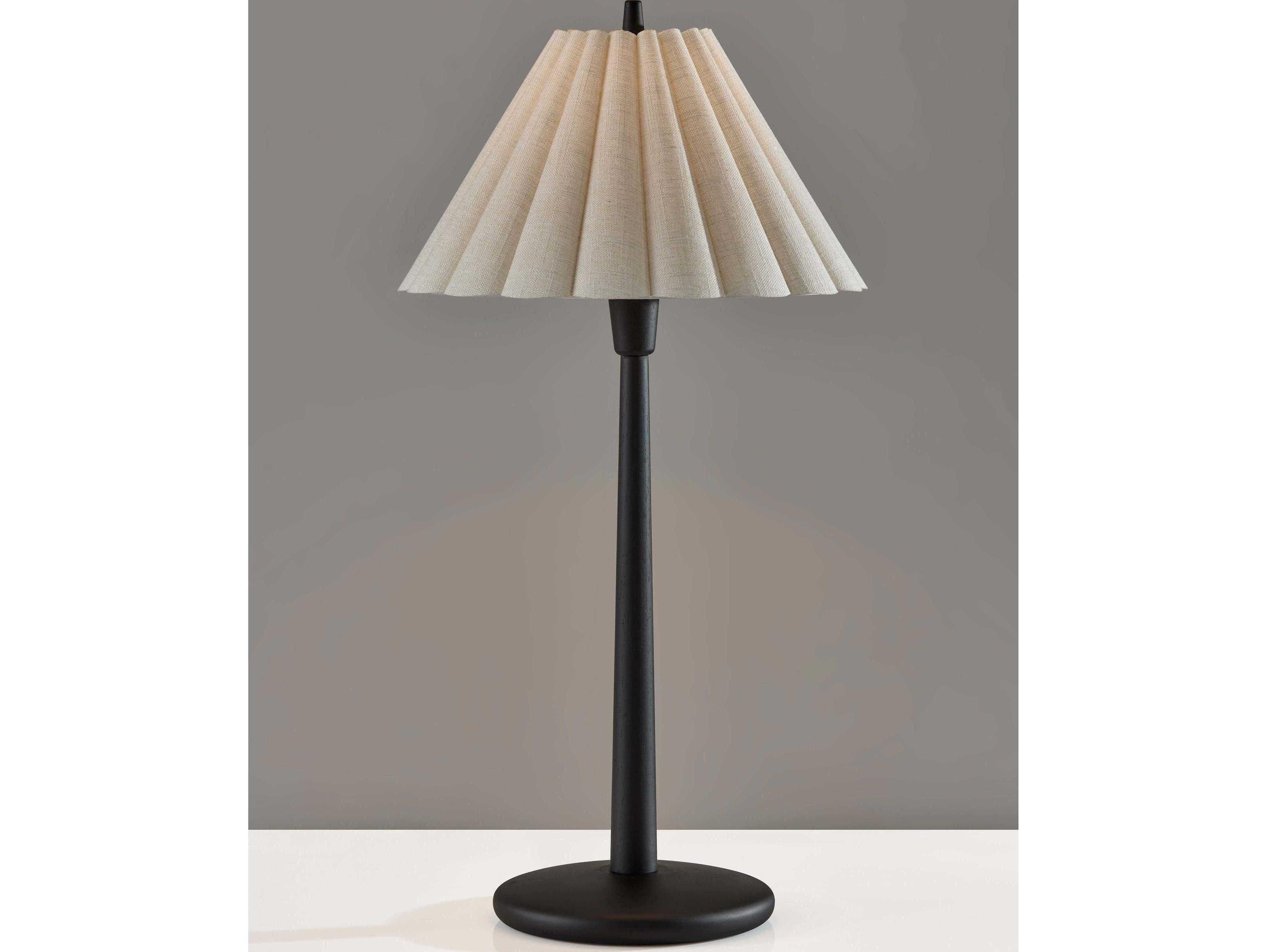 Adesso Scallop Black Textured Cream Scalloped Fabric Buffet Lamp