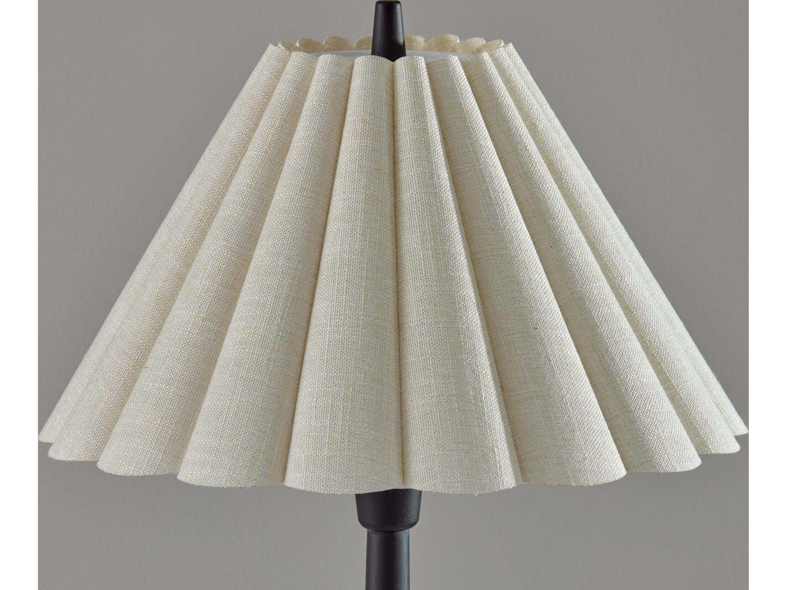 Adesso Scallop Black Textured Cream Scalloped Fabric Buffet Lamp