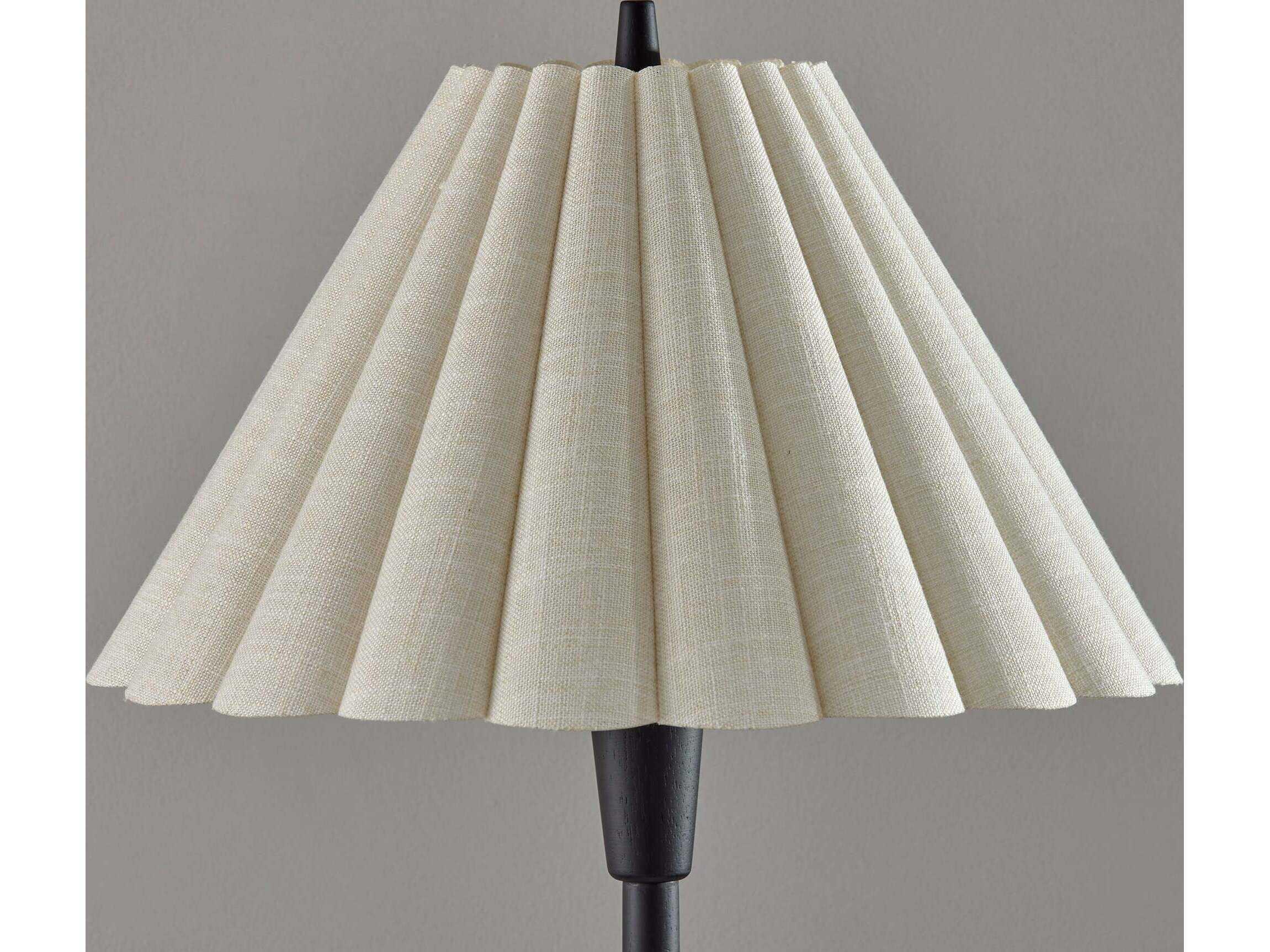 Adesso Scallop Black Textured Cream Scalloped Fabric Floor Lamp