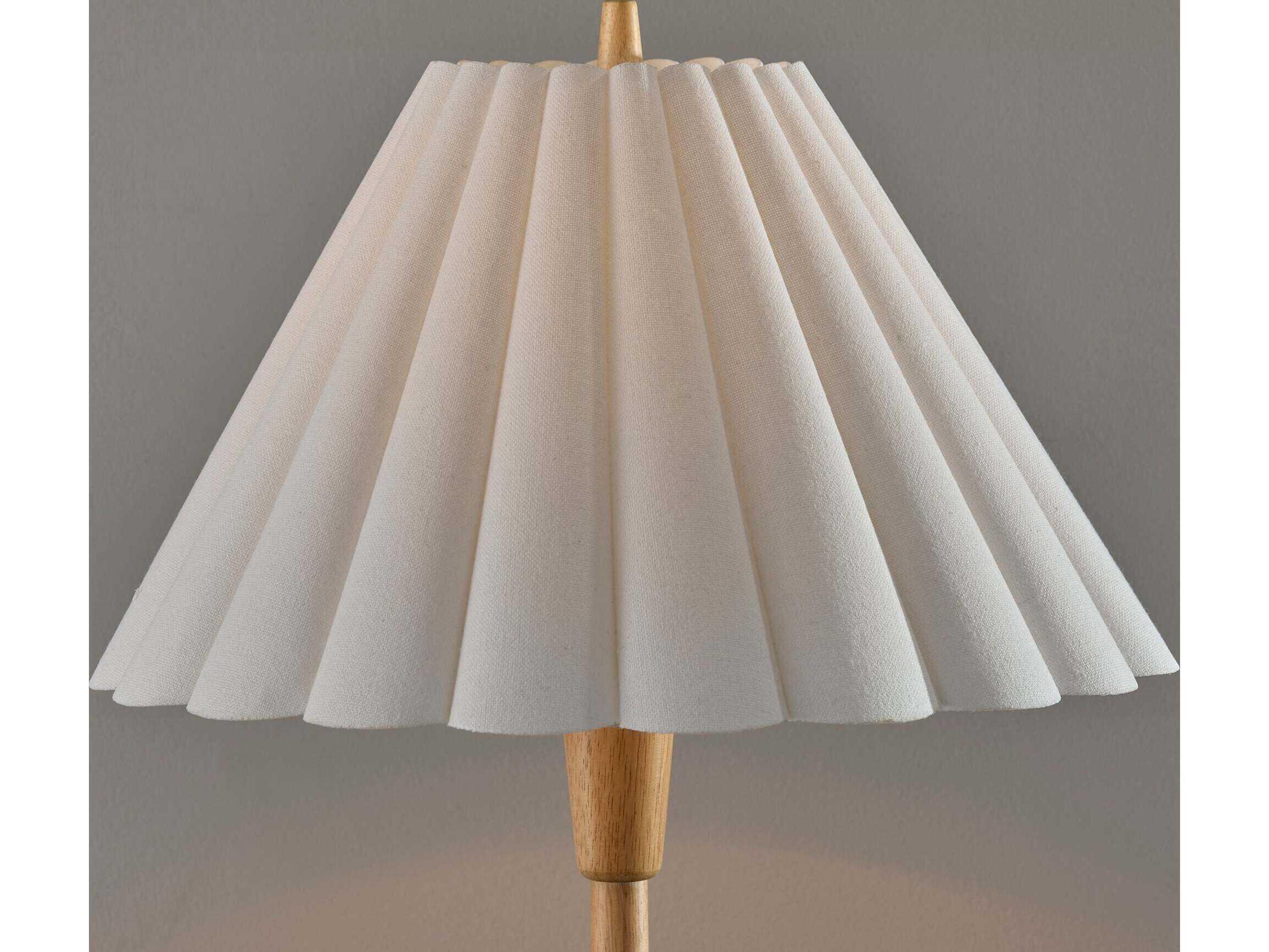 Adesso Scallop Natural Textured White Scalloped Fabric Brown Floor Lamp