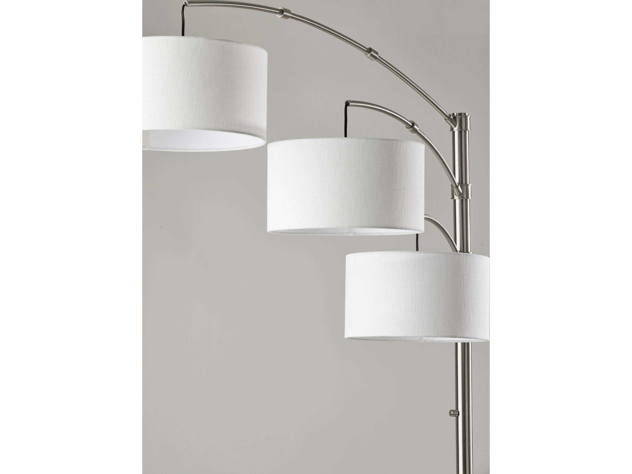Adesso Cabo Brushed Steel Textured White Fabric Floor Lamp