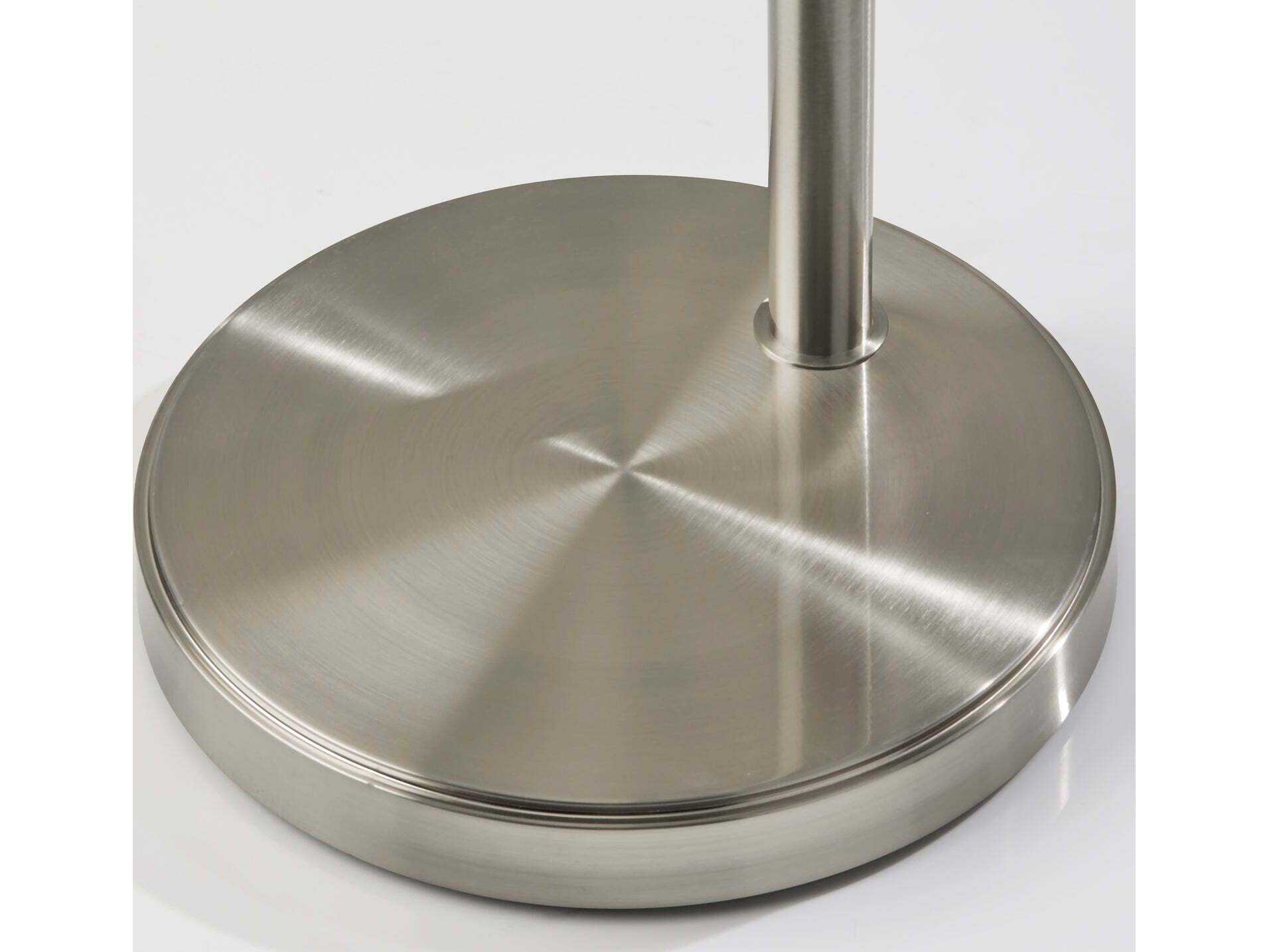 Adesso Cabo Brushed Steel Textured White Fabric Floor Lamp