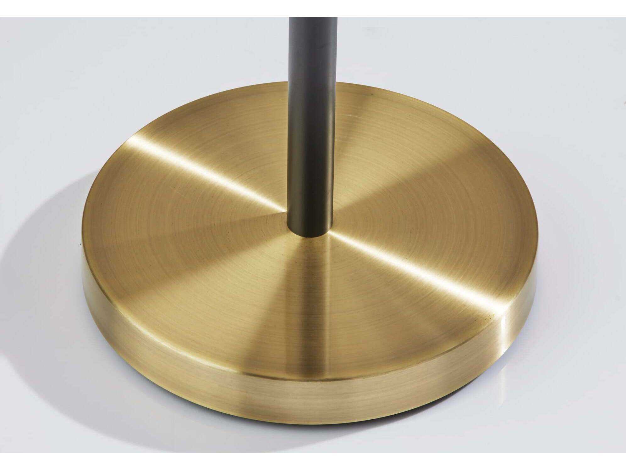 Adesso Daniel Black Antique Brass Cream Textured Fabric Floor Lamp