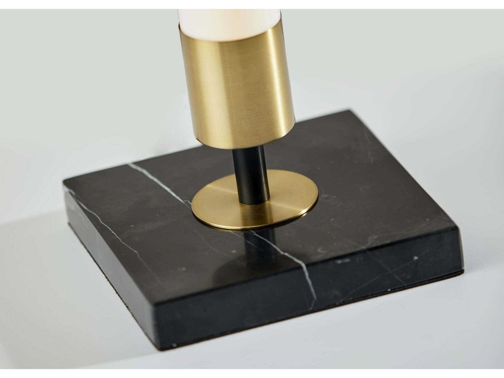 Adesso Piper Black Antique Brass Frosted Plastic Buffet Lamp