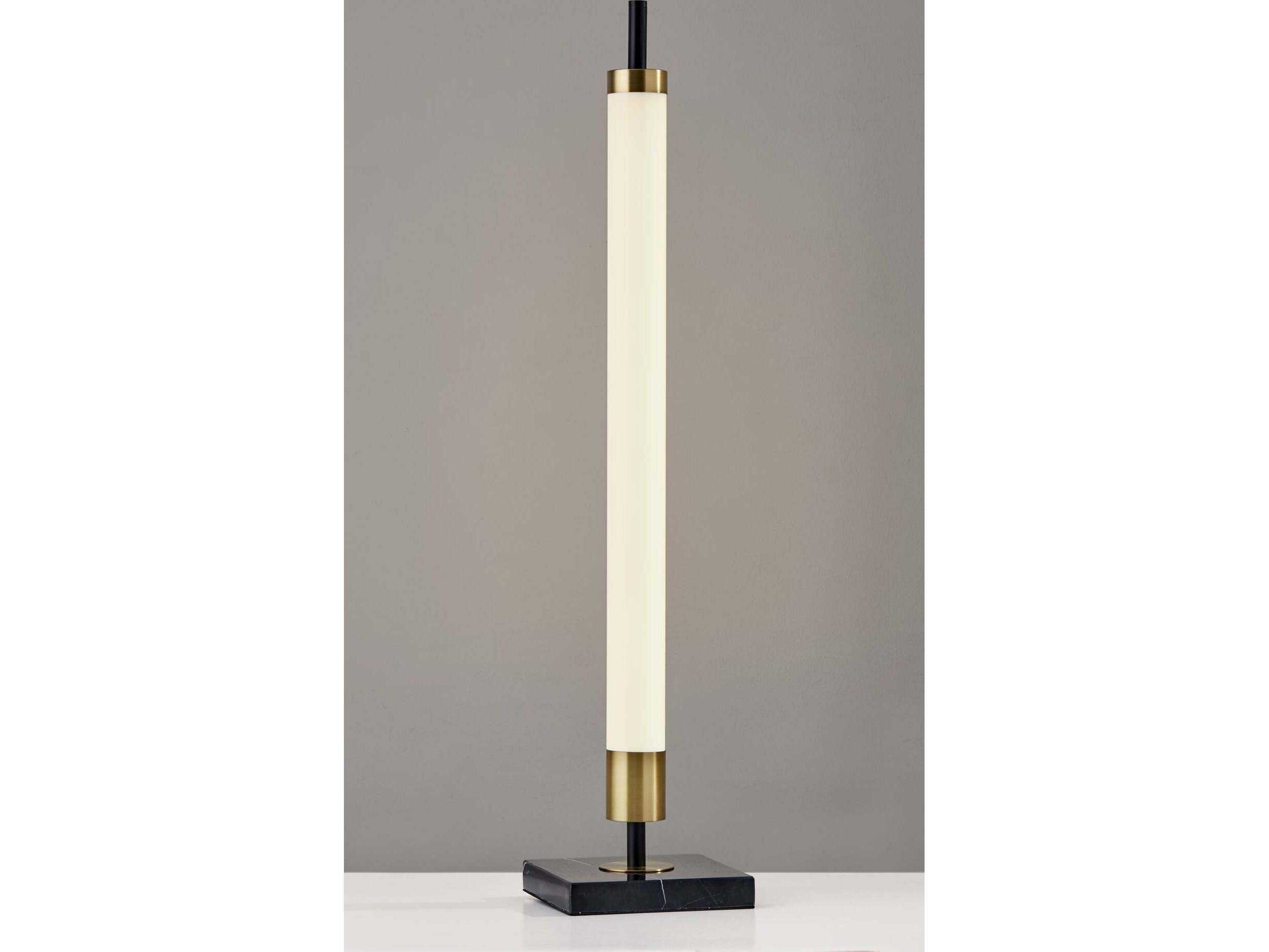 Adesso Piper Black Antique Brass Frosted Plastic Buffet Lamp