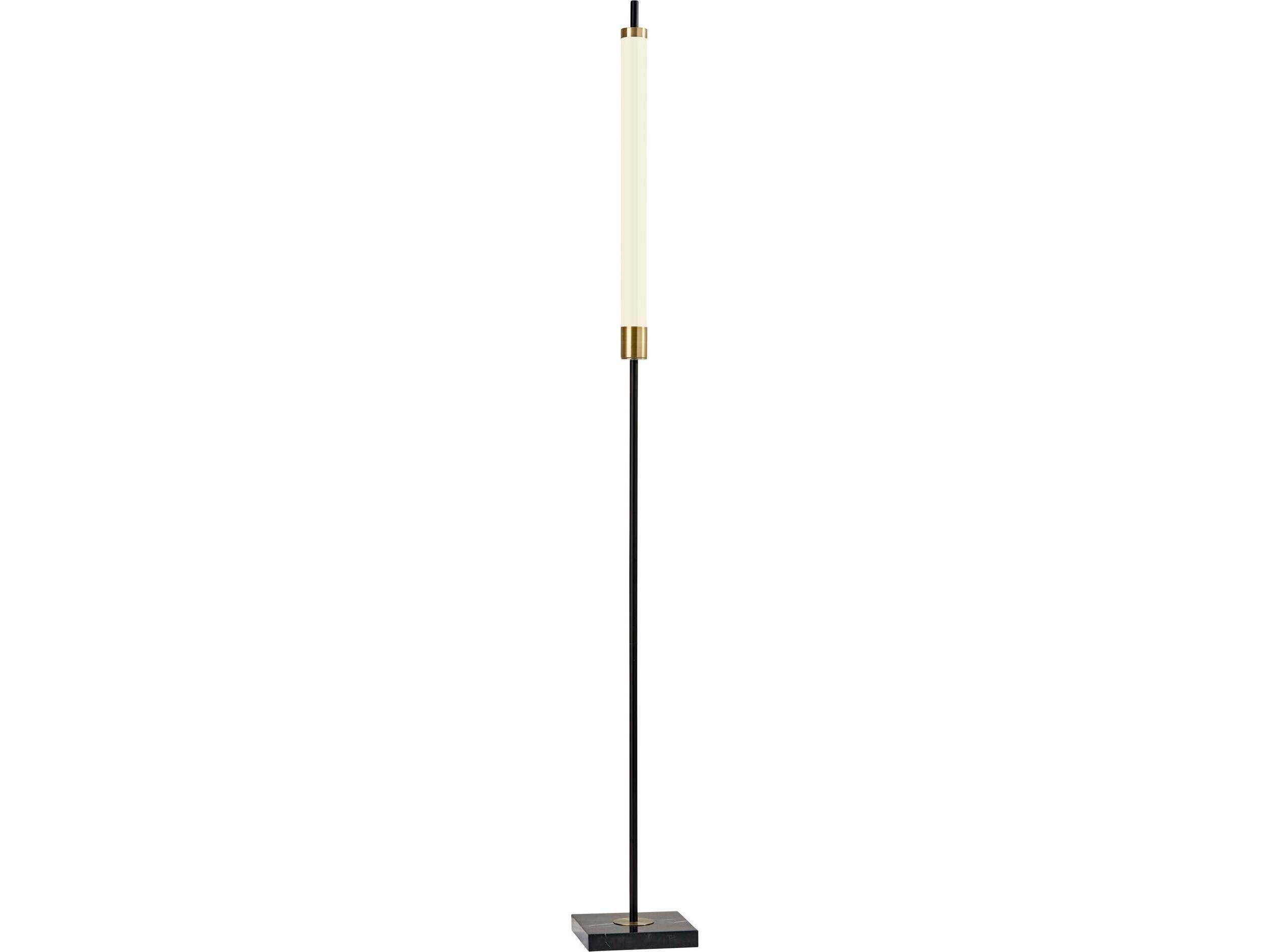 Adesso Piper Black Antique Brass Frosted Plastic Floor Lamp