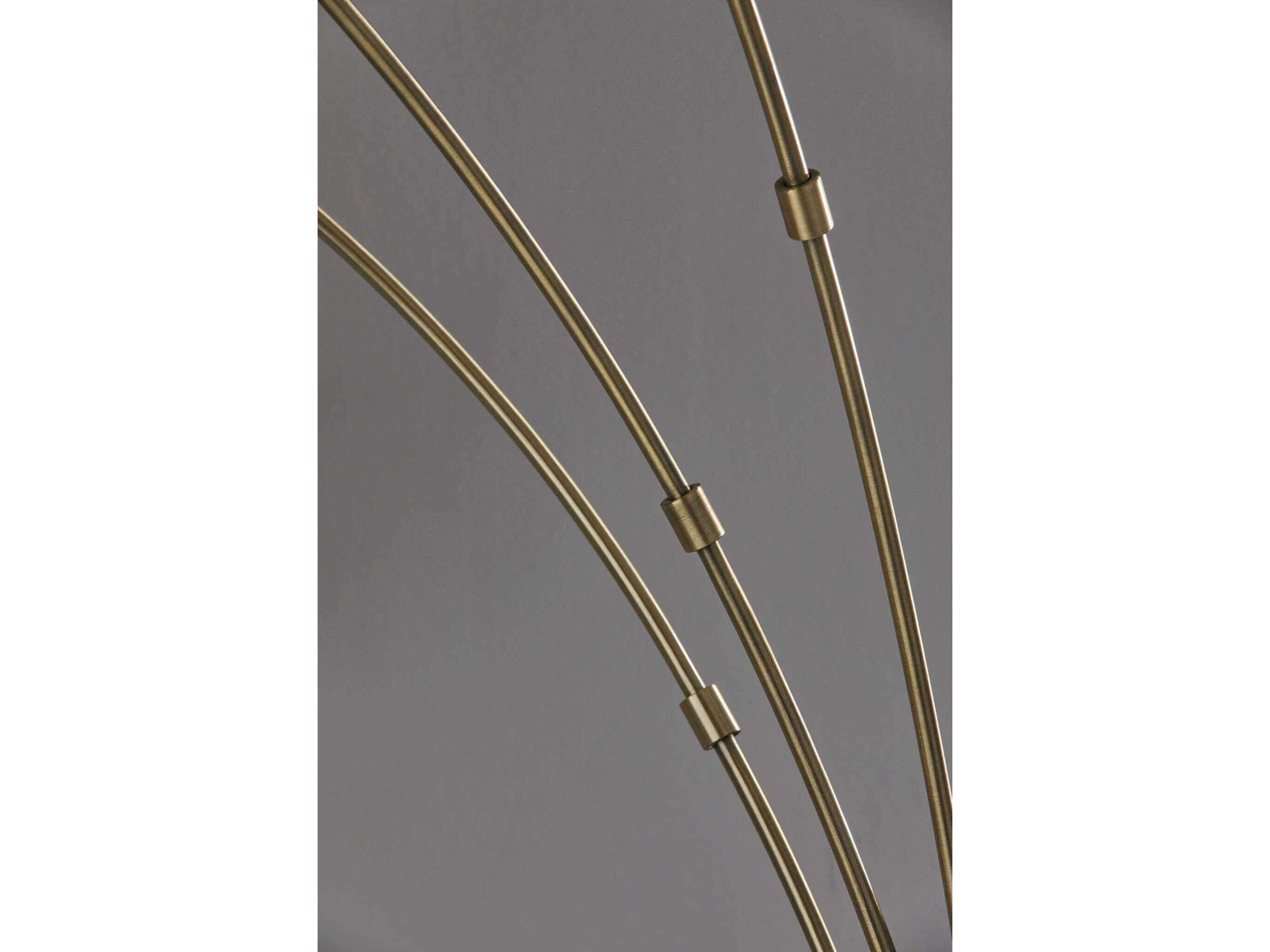 Adesso Bergen Black Antique Brass Grey Textured Fabric Floor Lamp