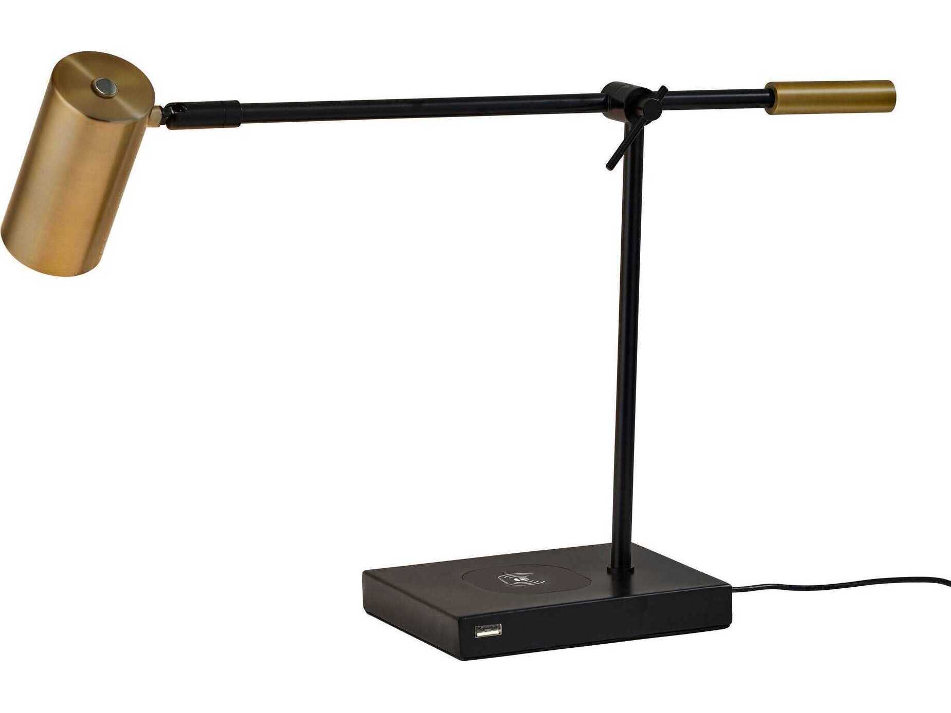 Adesso Collette Black Antique Brass Metal Desk Lamp
