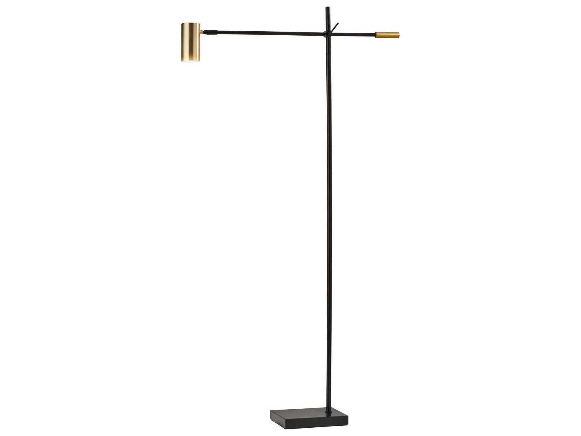 Adesso Collette Black Antique Brass Metal Floor Lamp