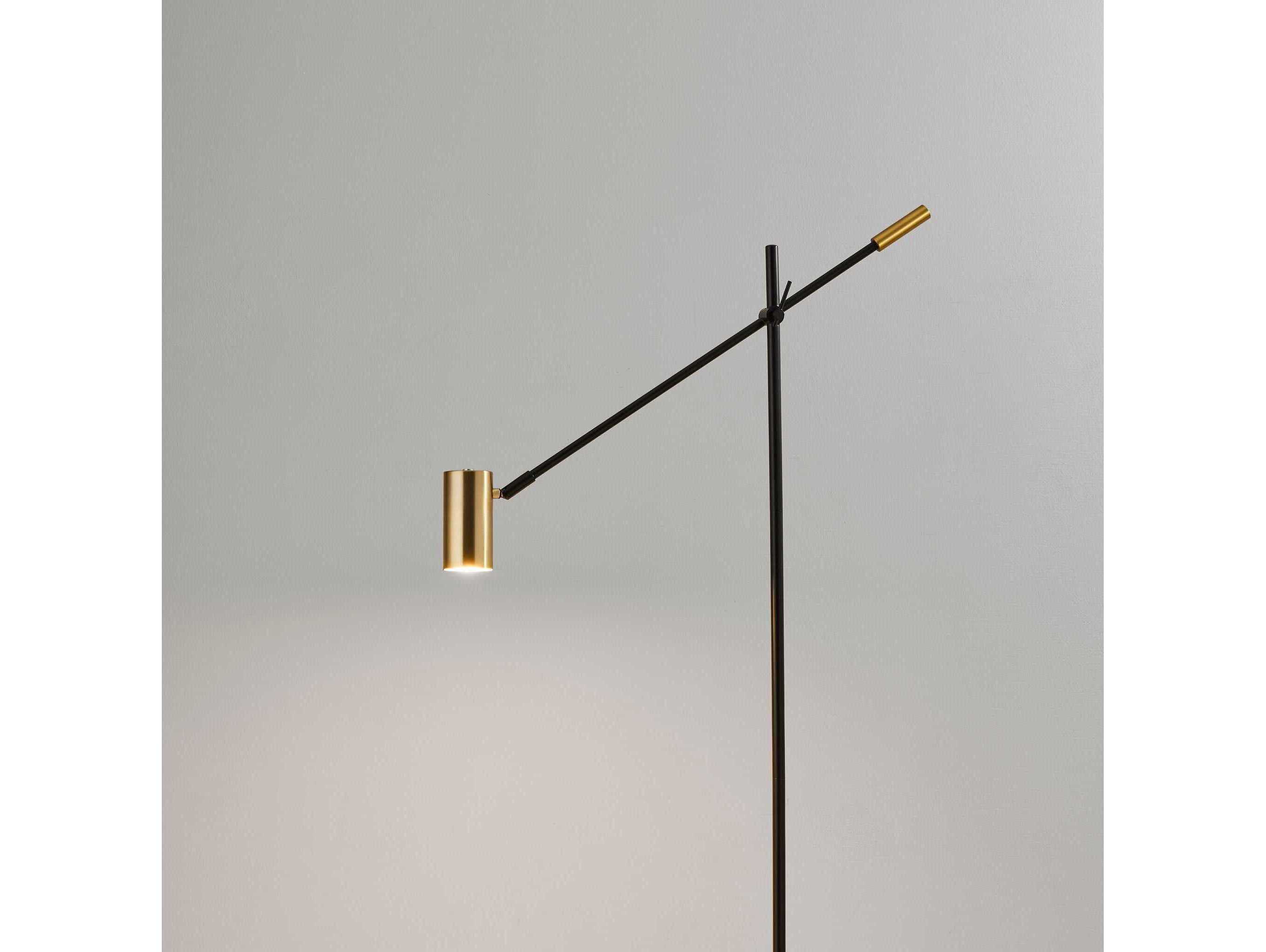 Adesso Collette Black Antique Brass Metal Floor Lamp