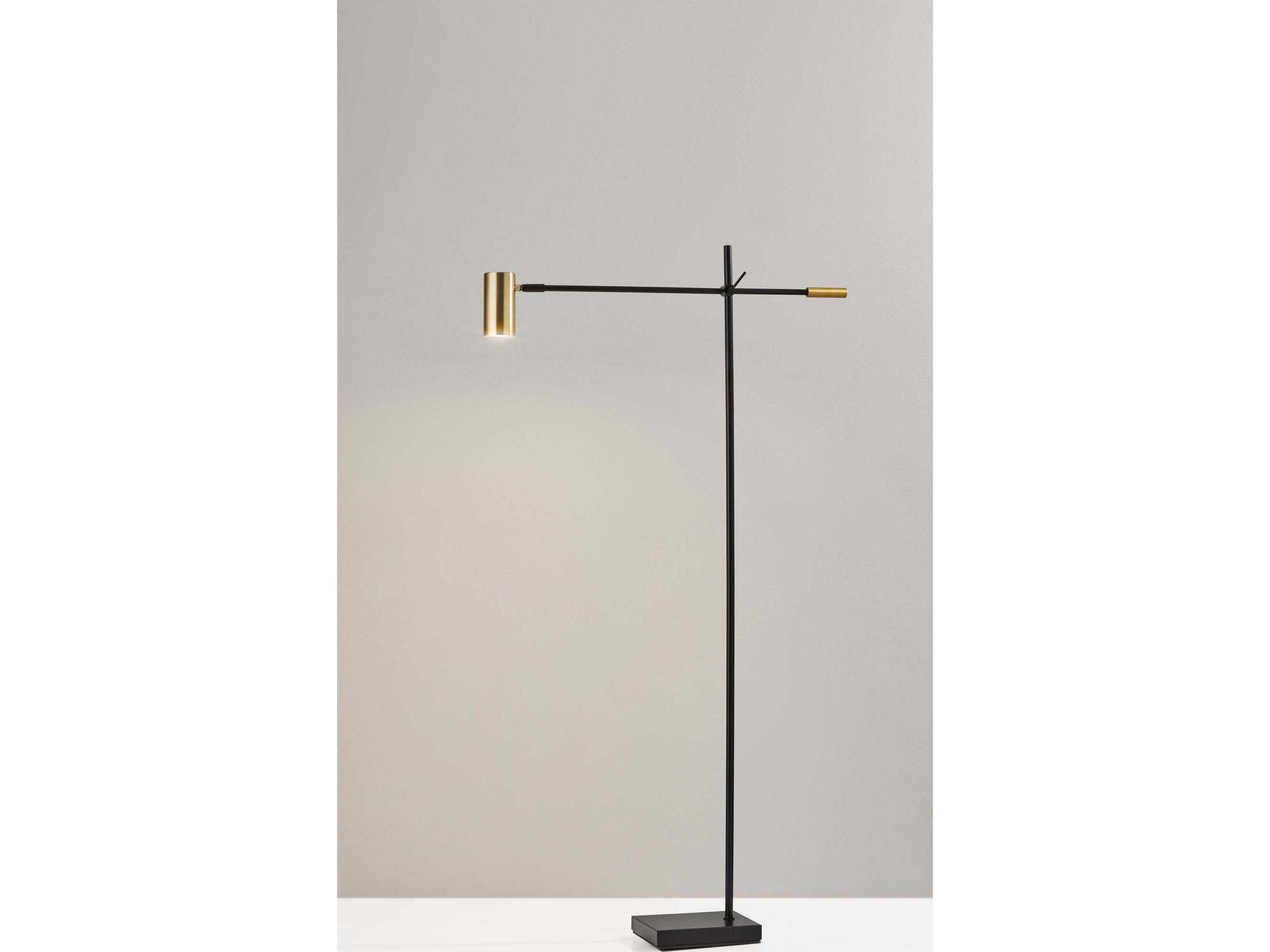 Adesso Collette Black Antique Brass Metal Floor Lamp