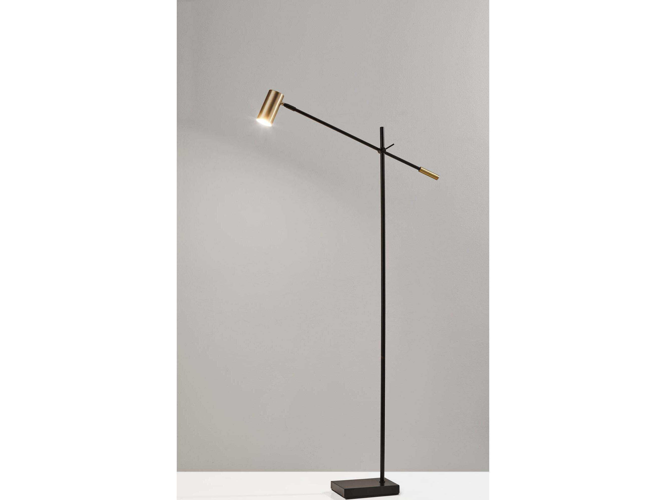 Adesso Collette Black Antique Brass Metal Floor Lamp