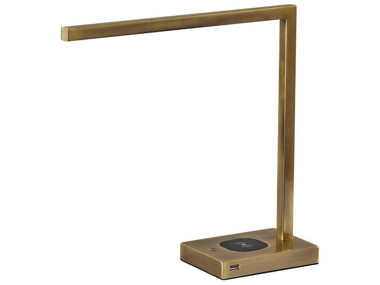 Adesso Aidan Antique Brass Metal With Frosted Plastic Diffuser Desk Lamp