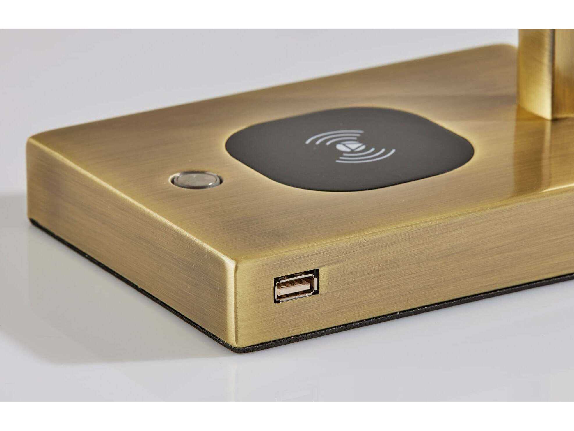 Adesso Aidan Antique Brass Metal With Frosted Plastic Diffuser Desk Lamp