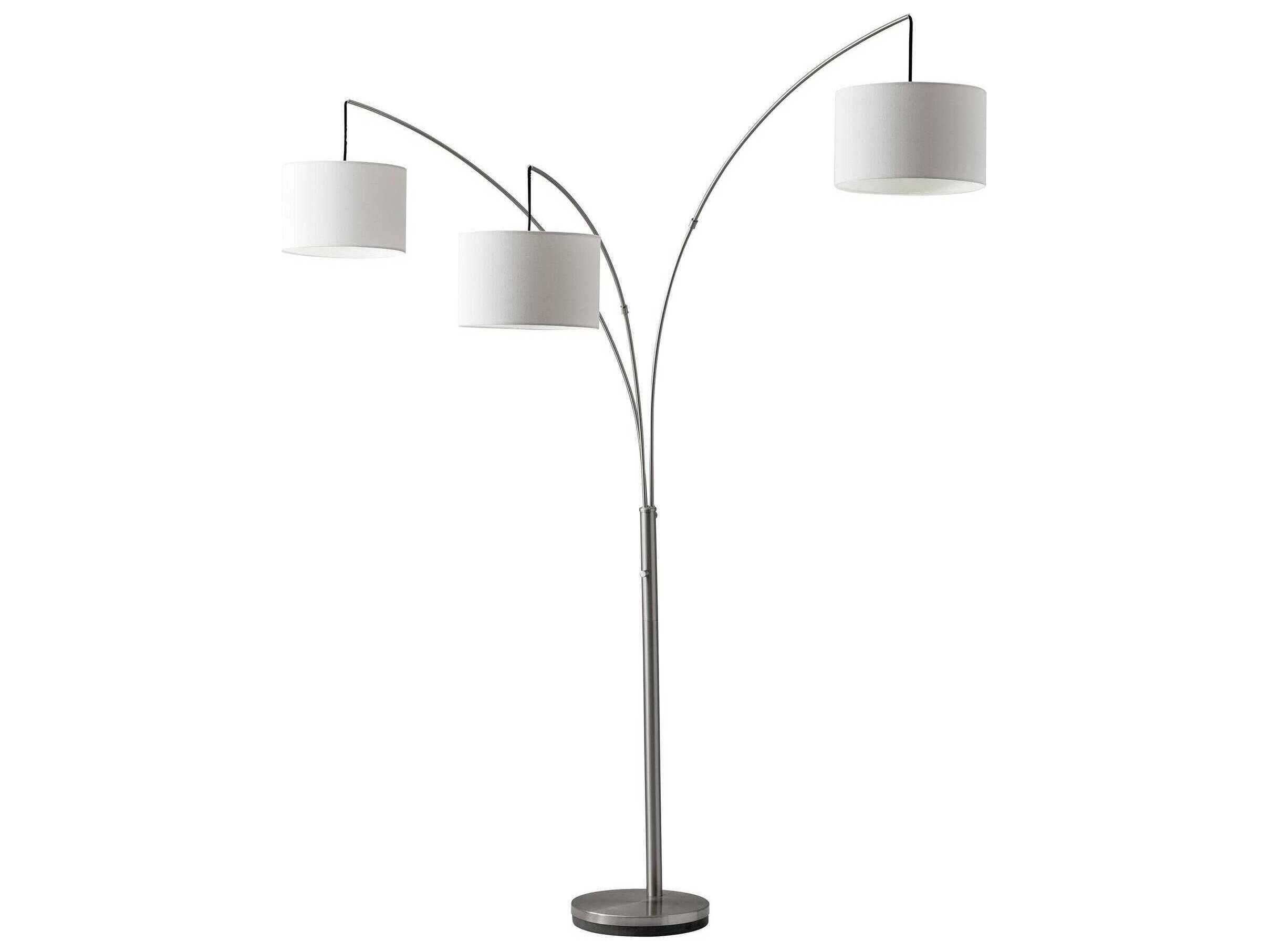 Adesso Trinity Brushed Steel White Linen Floor Lamp