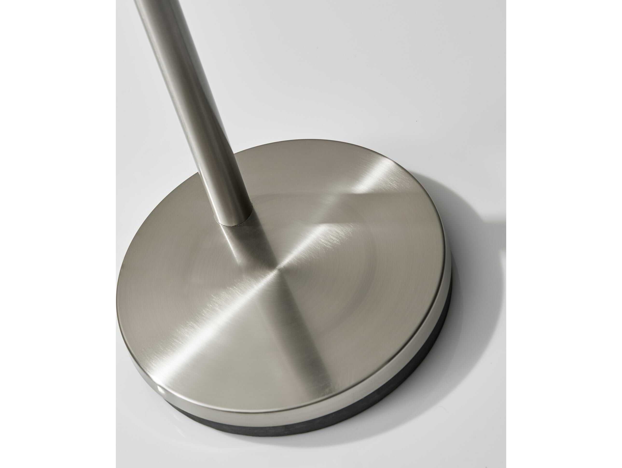 Adesso Trinity Brushed Steel White Linen Floor Lamp