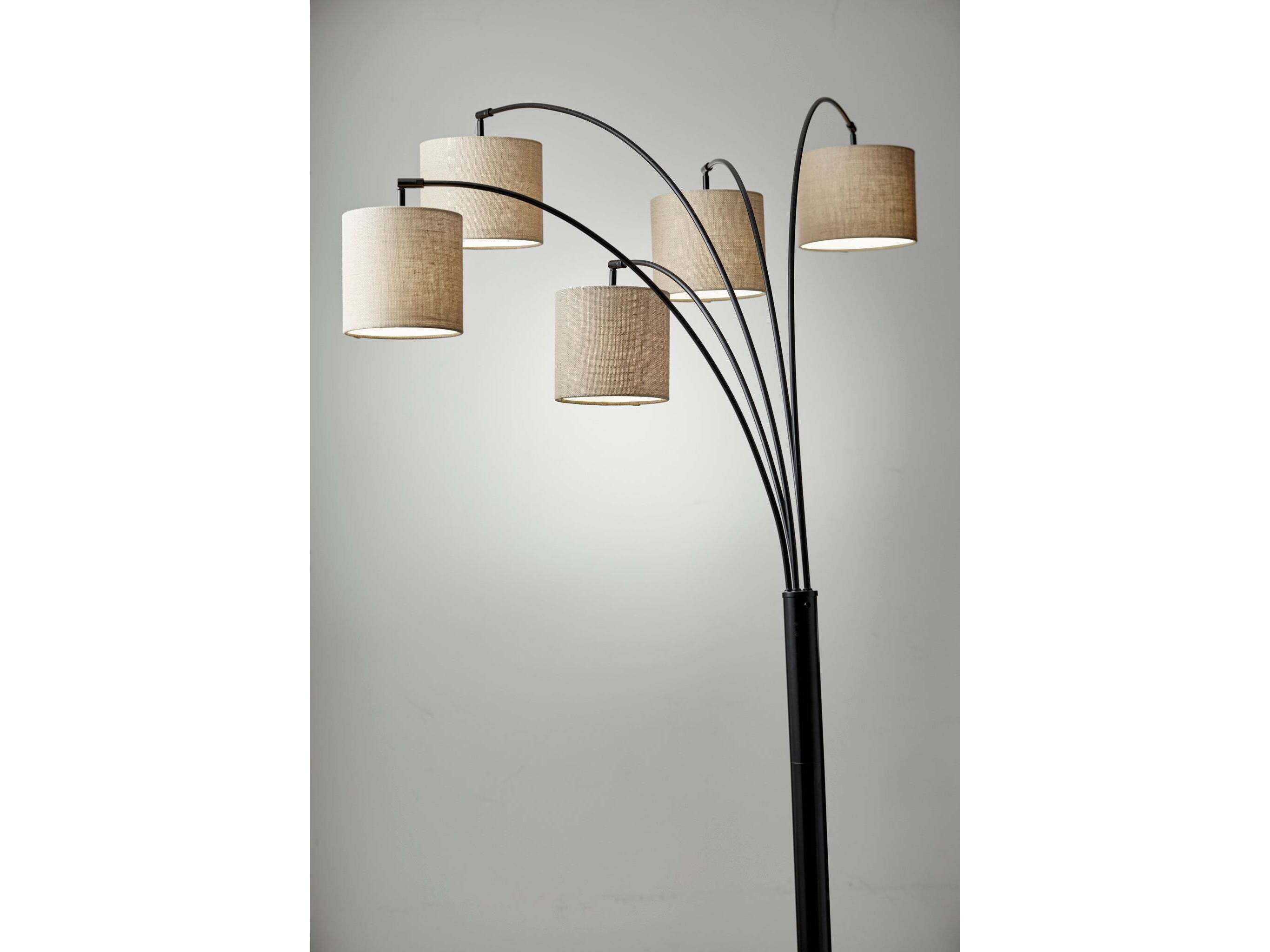 Adesso Trinity Antique Bronze Burlap Fabric Floor Lamp