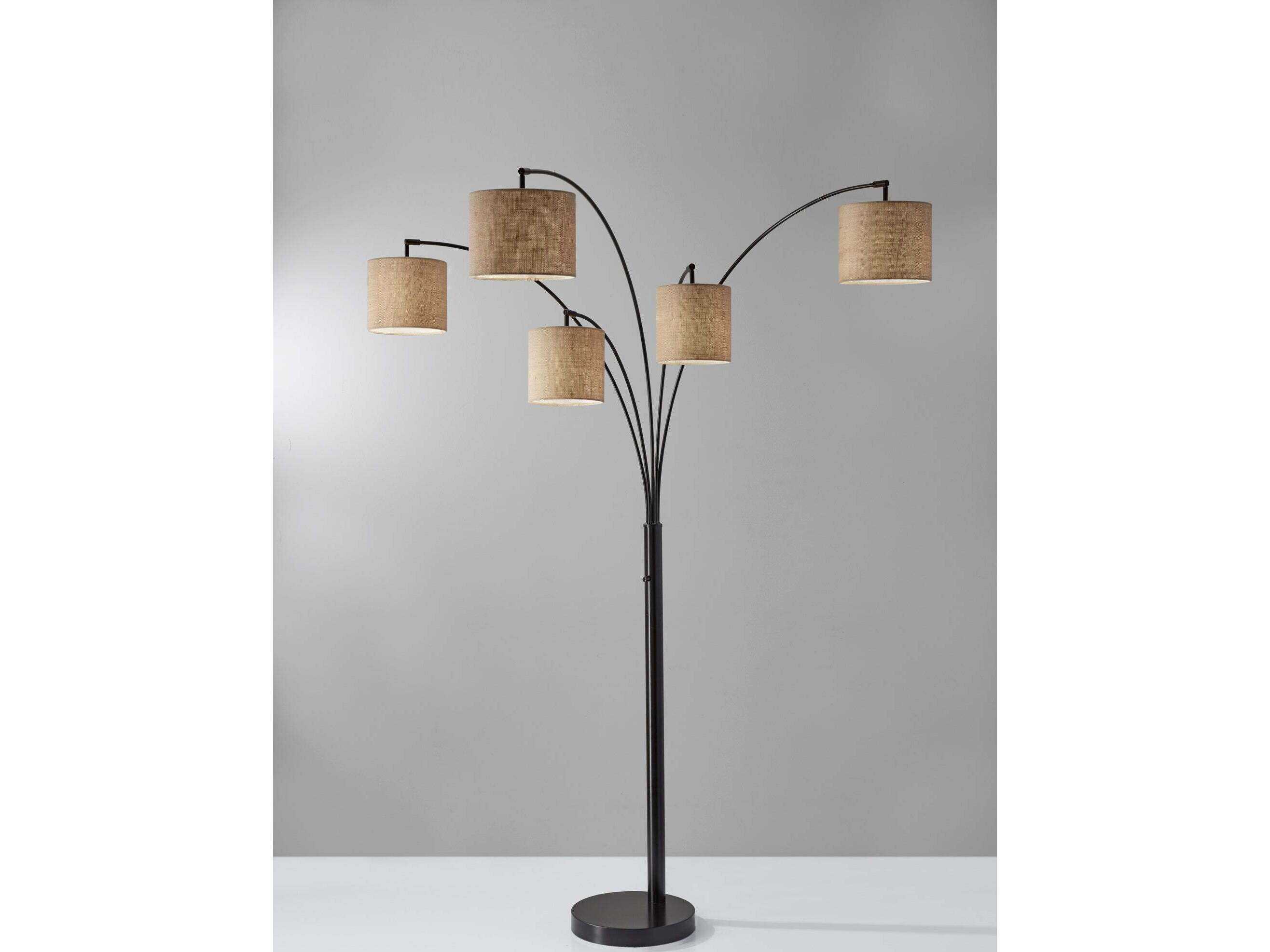 Adesso Trinity Antique Bronze Burlap Fabric Floor Lamp