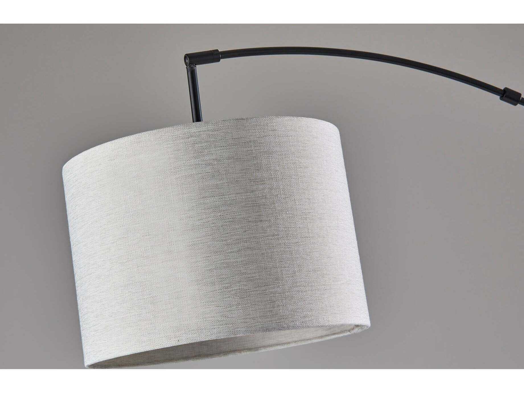 Adesso Bowery Black Taupe Textured Fabric Floor Lamp