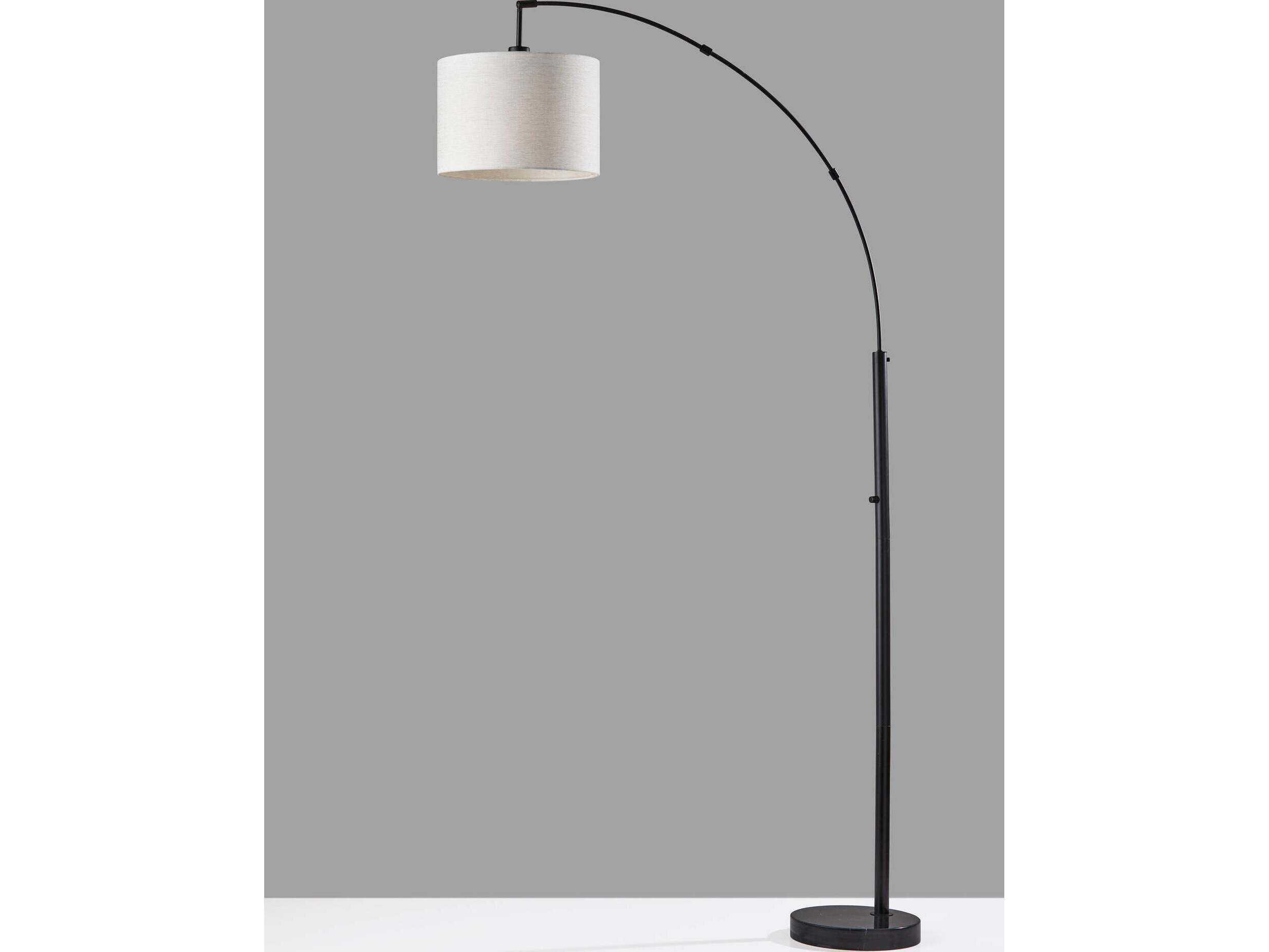 Adesso Bowery Black Taupe Textured Fabric Floor Lamp