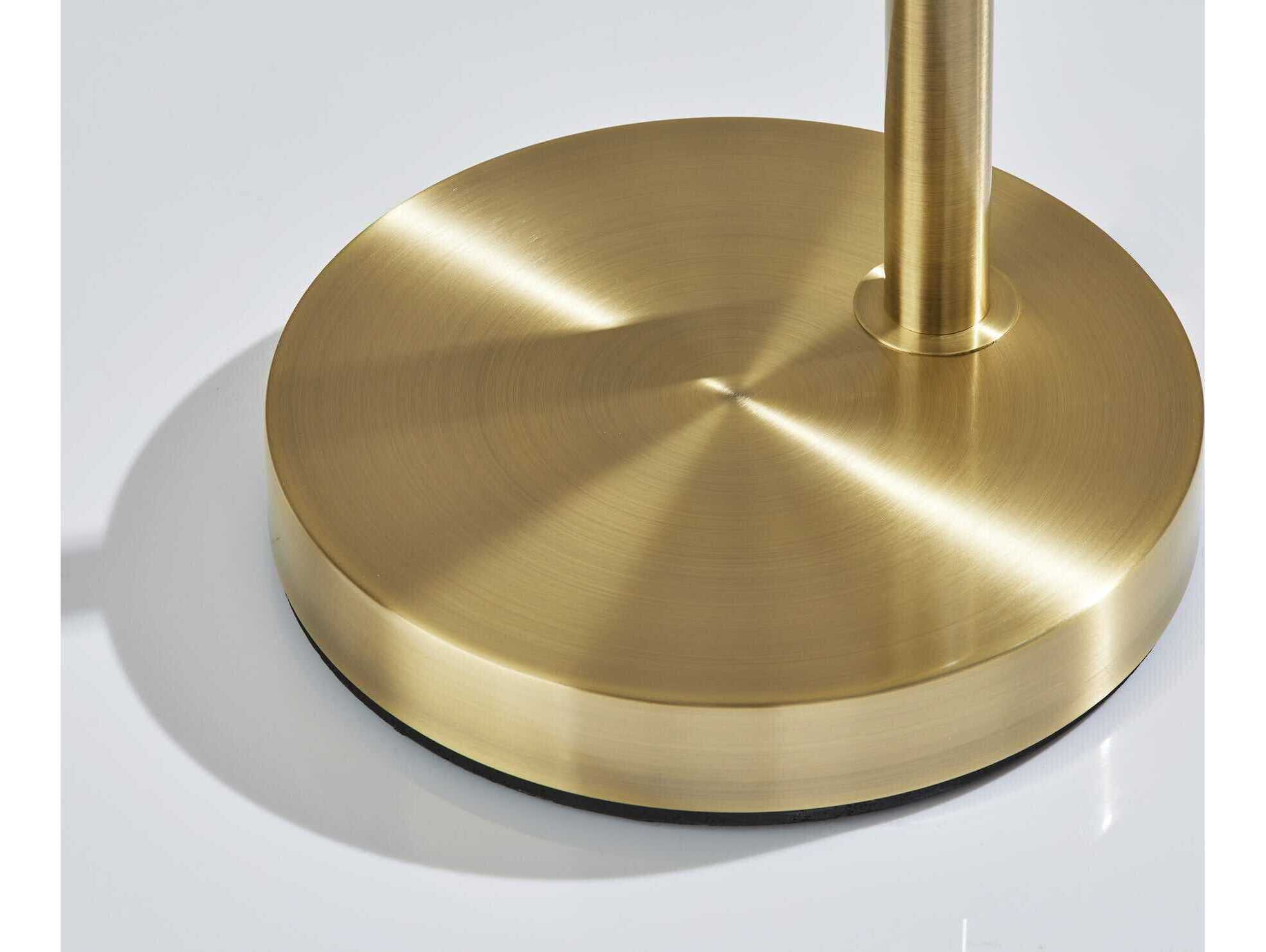 Adesso Bowery Antique Brass Natural Woven With Beige Trim Floor Lamp