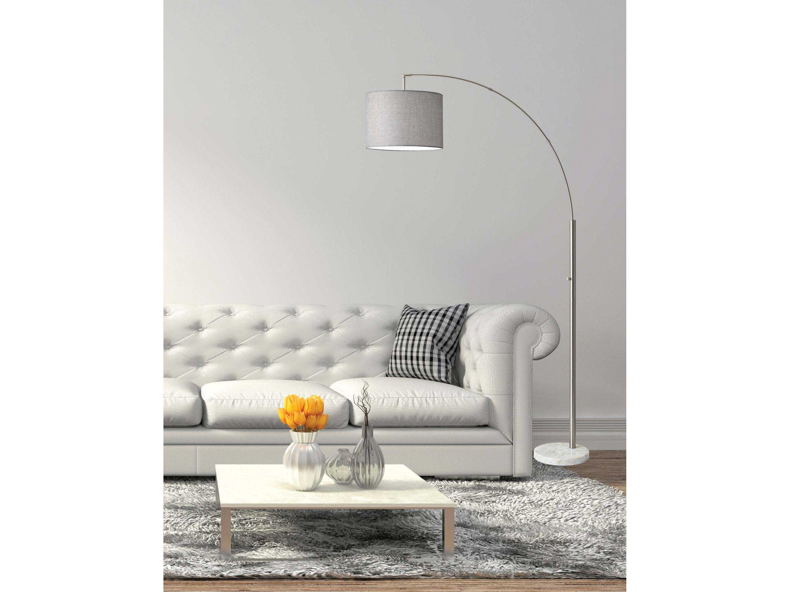 Adesso Bowery Brushed Steel Floor Lamp