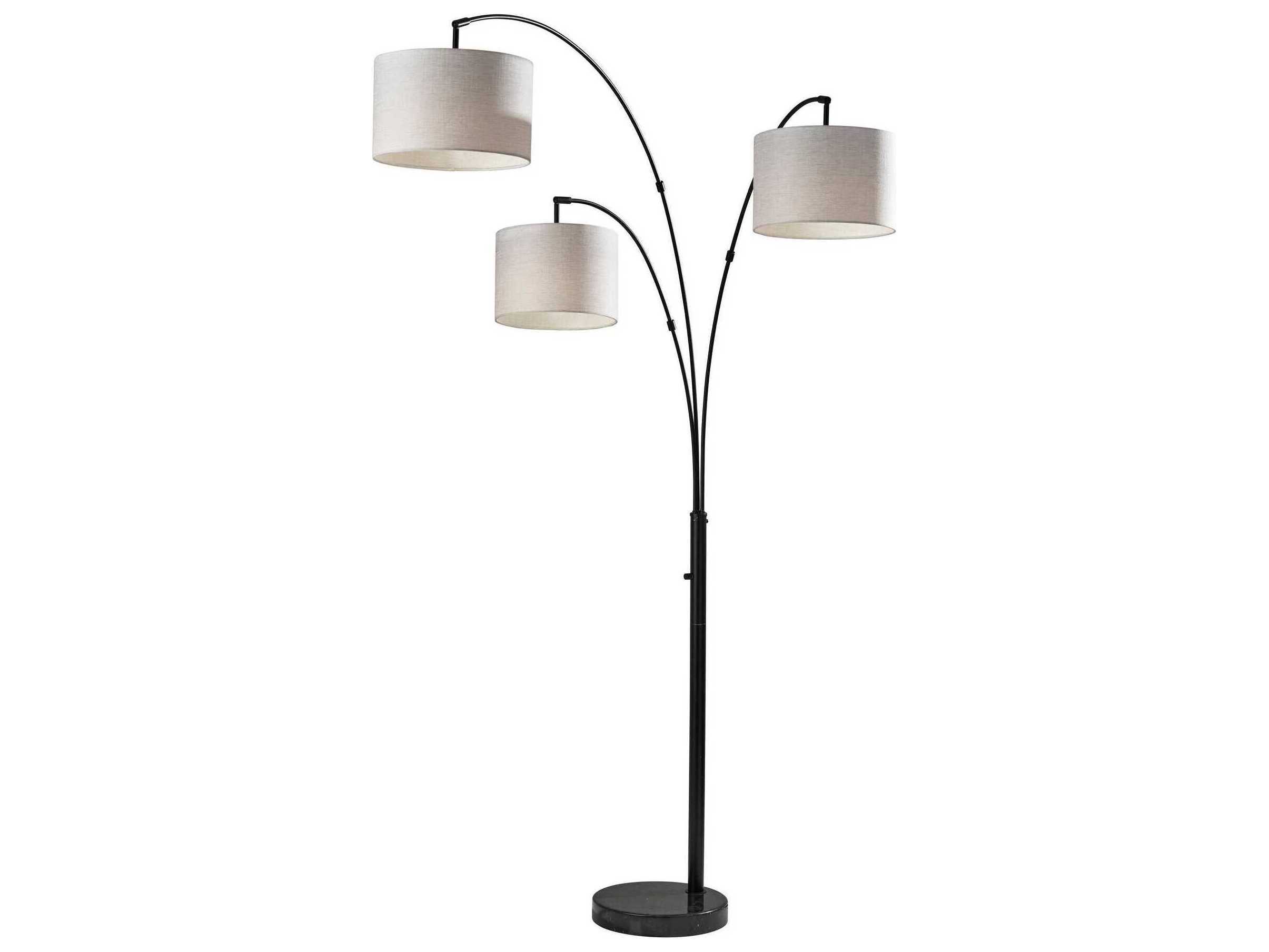 Adesso Bowery Black Taupe Textured Fabric Floor Lamp