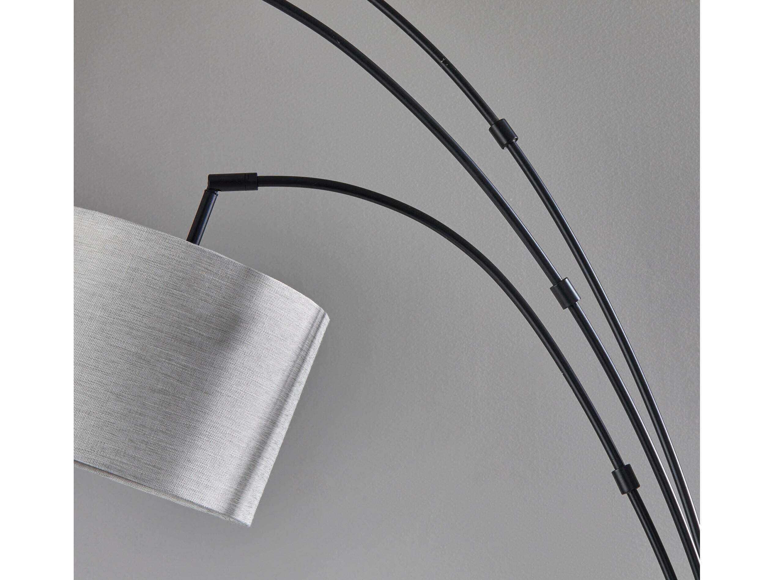 Adesso Bowery Black Taupe Textured Fabric Floor Lamp