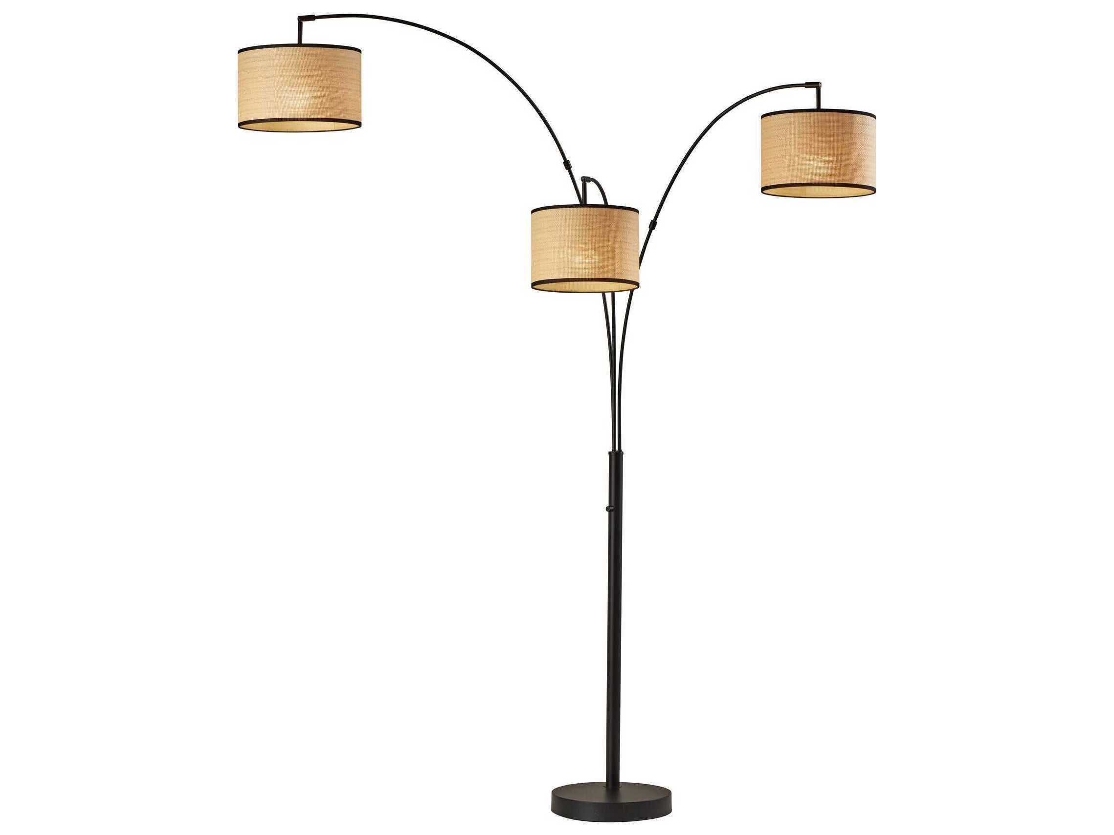 Adesso Bowery Black Natural Woven With Trim Floor Lamp