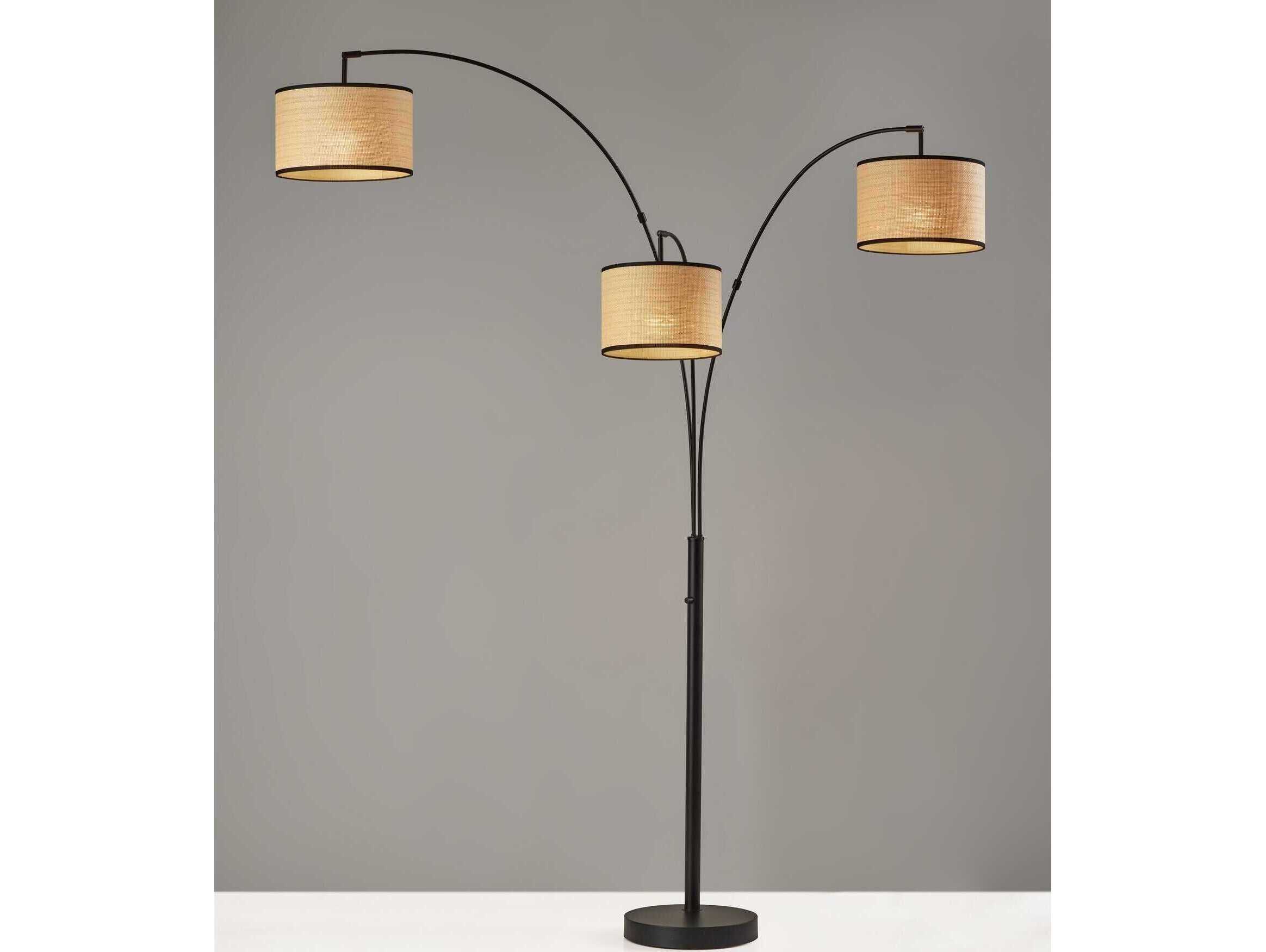 Adesso Bowery Black Natural Woven With Trim Floor Lamp