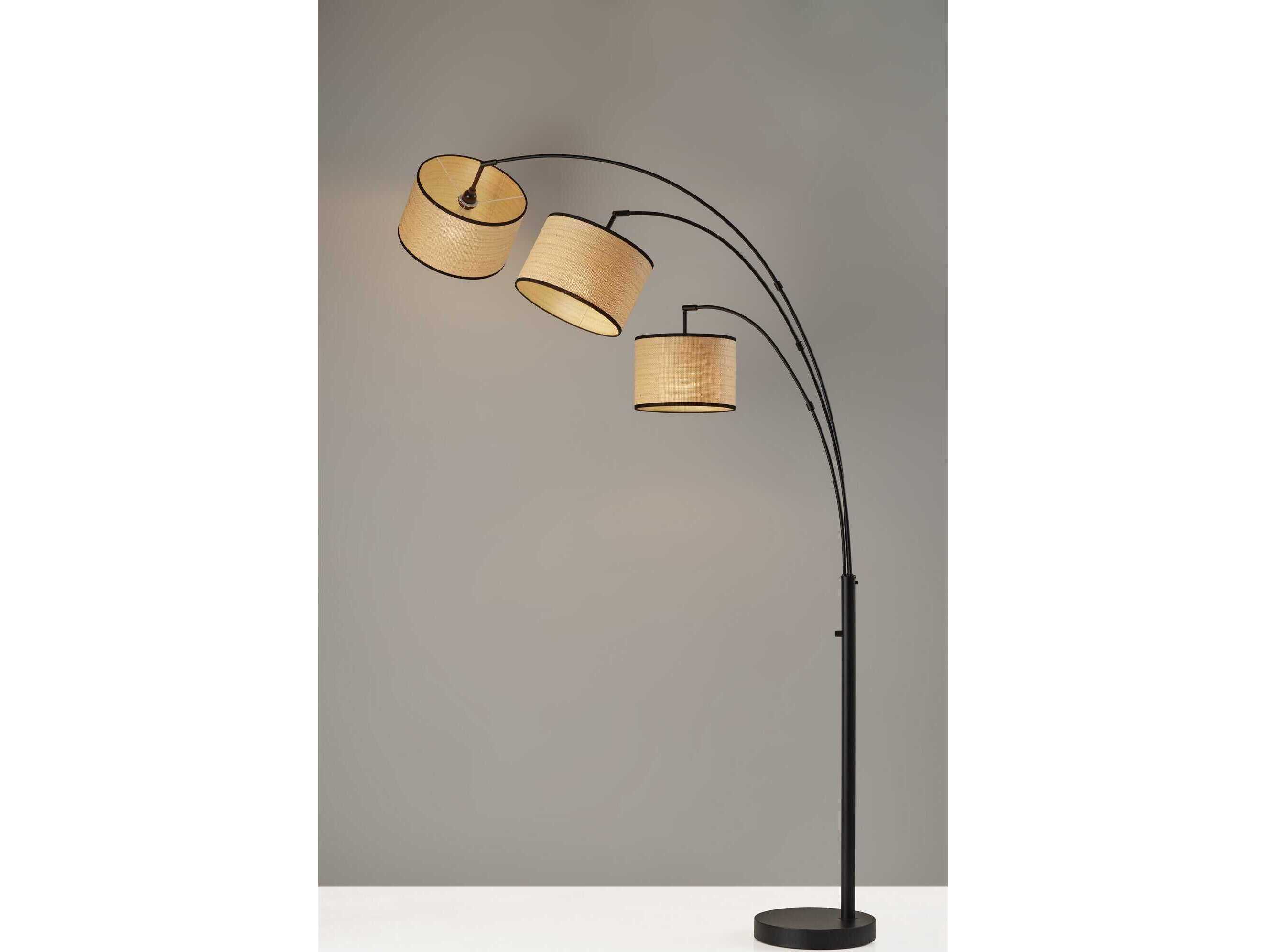 Adesso Bowery Black Natural Woven With Trim Floor Lamp