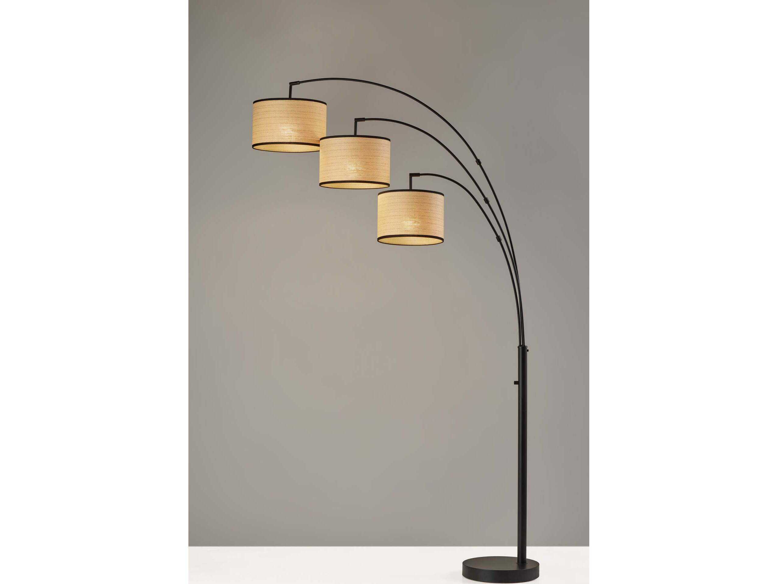 Adesso Bowery Black Natural Woven With Trim Floor Lamp