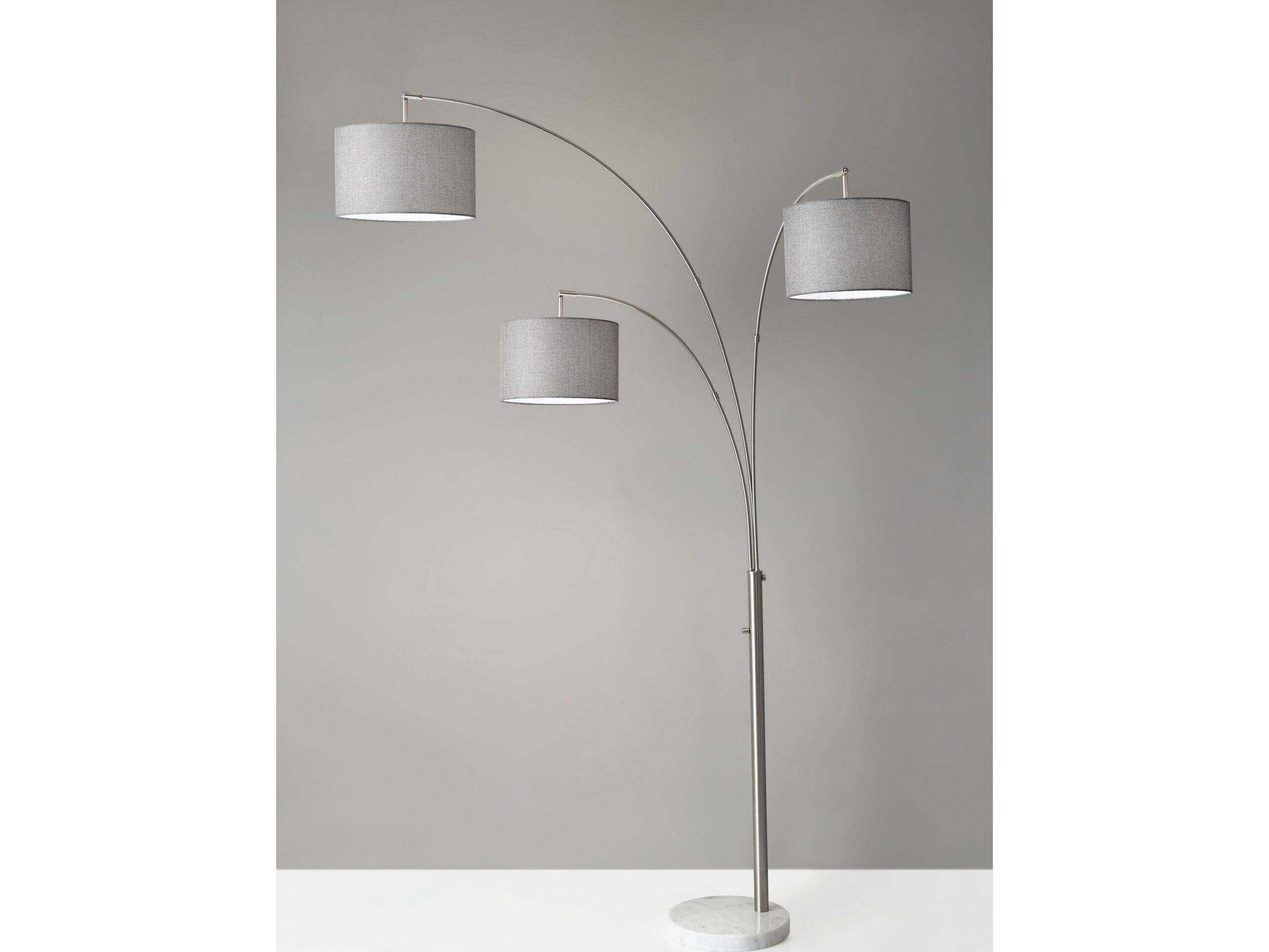 Adesso Bowery Brushed Steel Floor Lamp
